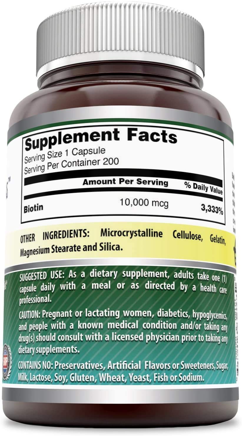 Amazing Nutrition Biotin 10,000 mcg Dietary Supplement, Capsule, 200 Capsules