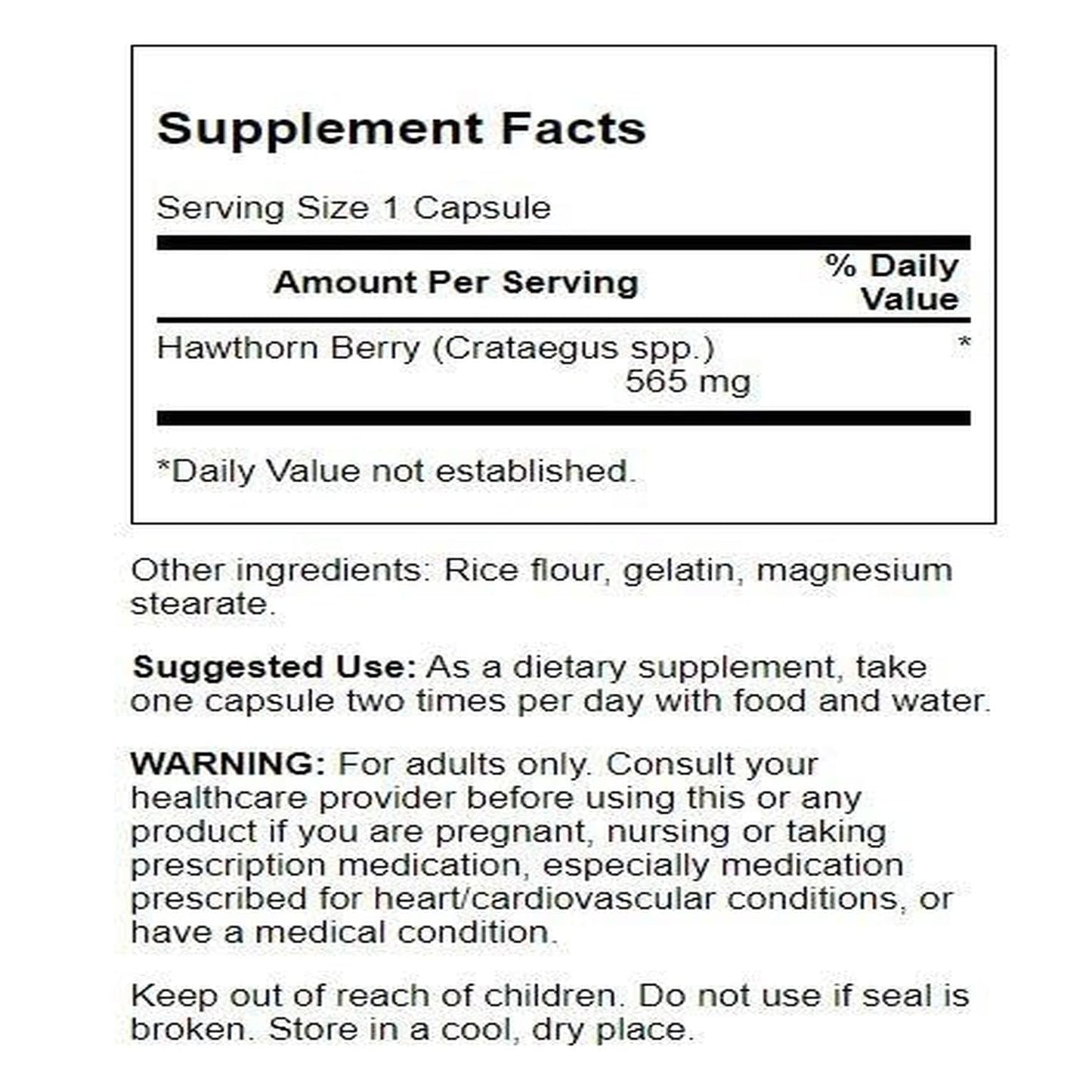 Swanson Hawthorn Berry Supplement Capsules 500