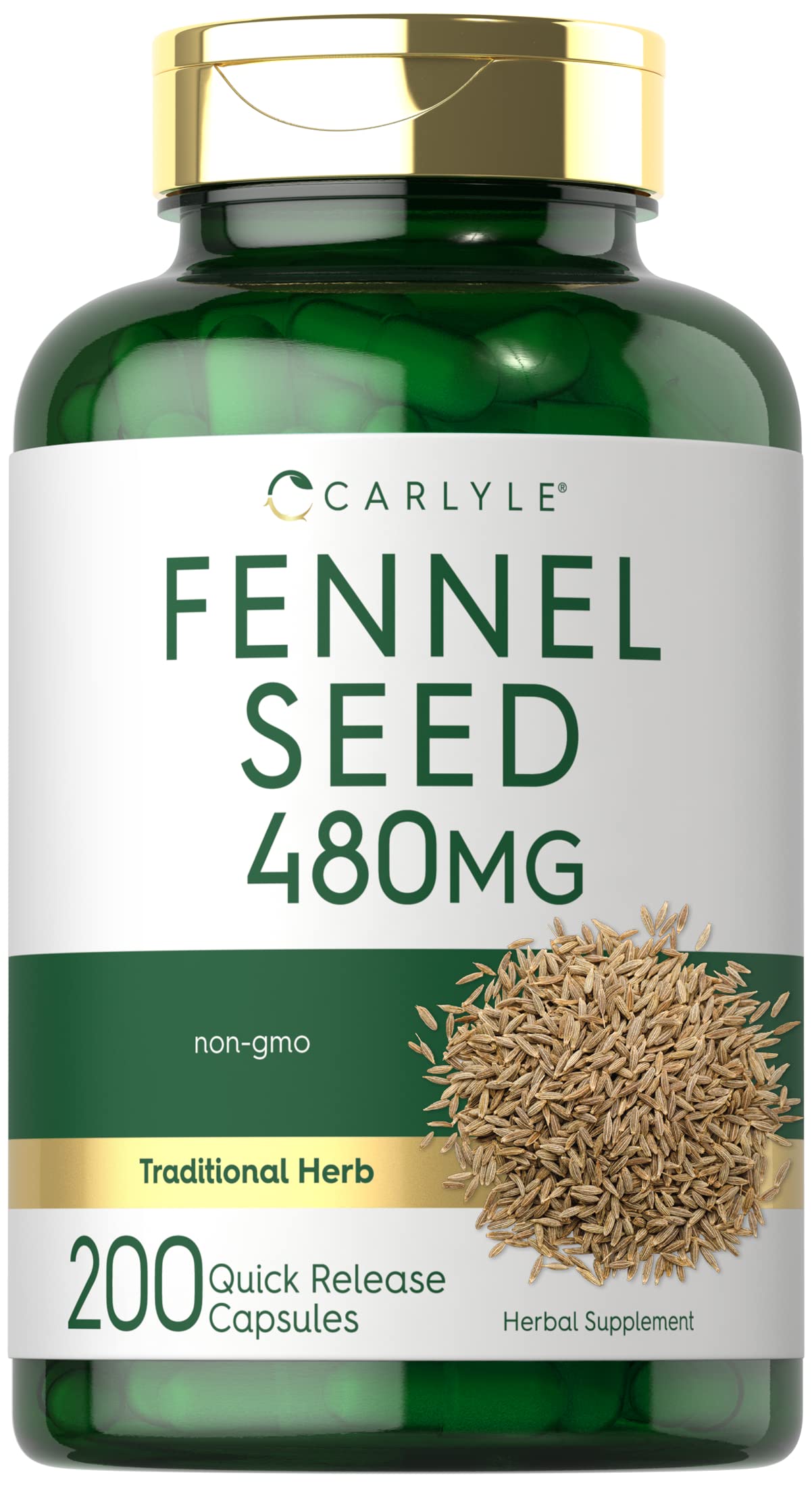 Carlyle Fennel Seed 480mg Capsules, 200 Count