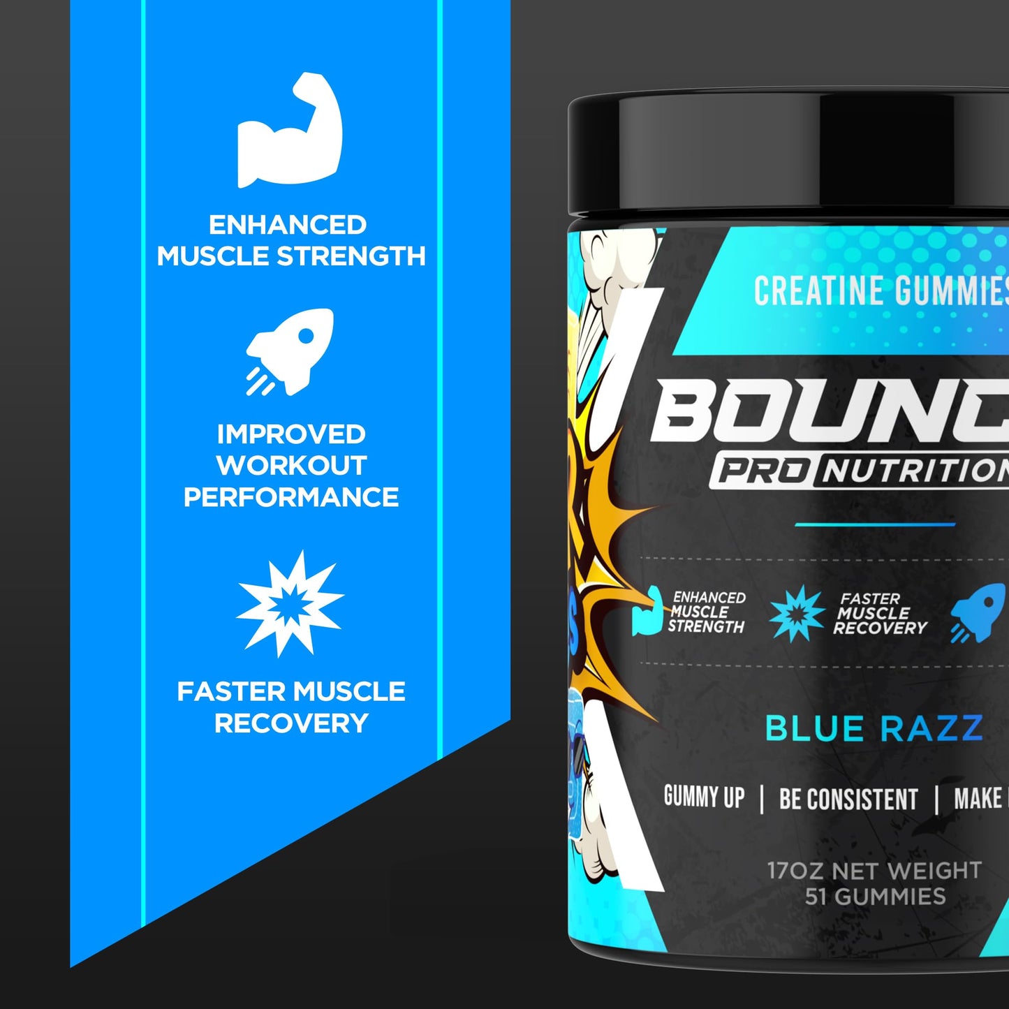 Bounce Pro Creatine Monohydrate Gummies, 72 Count