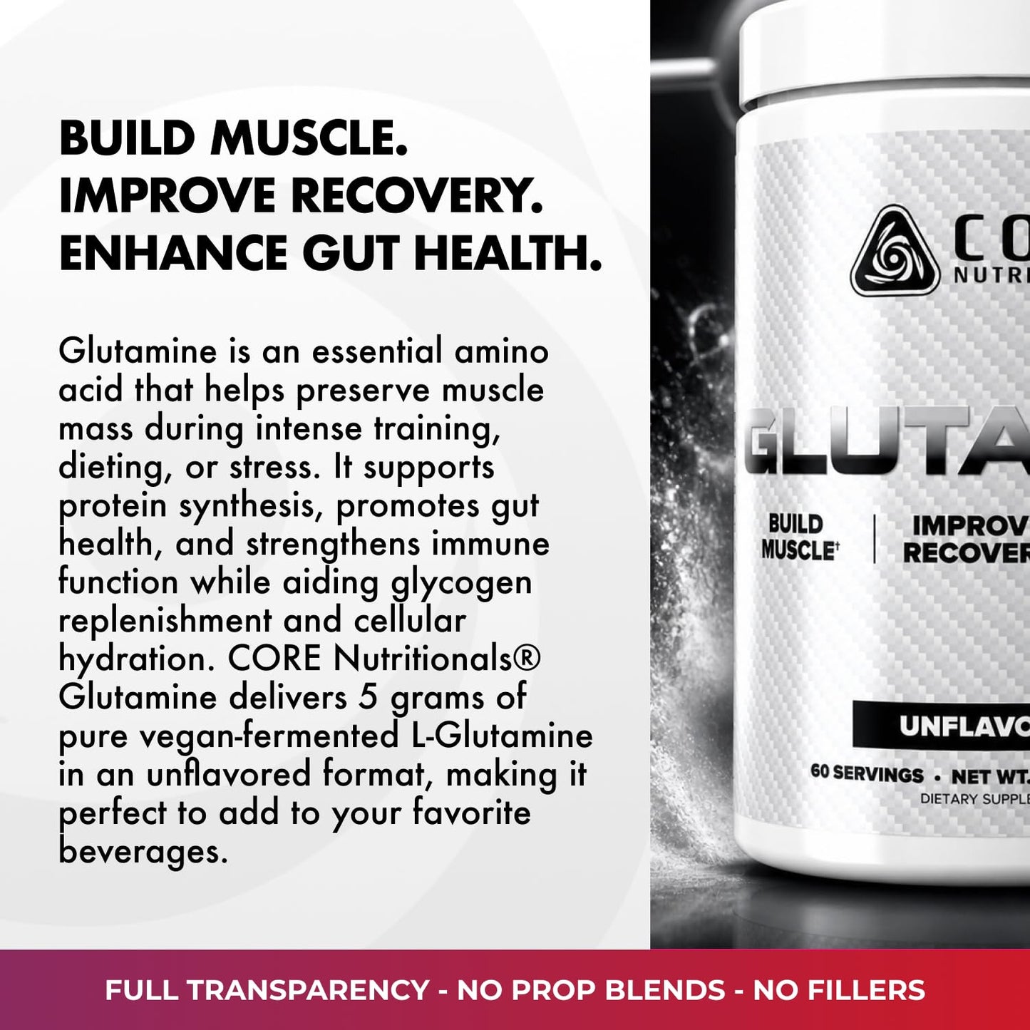 Core Nutritionals Glutamine Amino Acid Powder, 10.96 Ounce