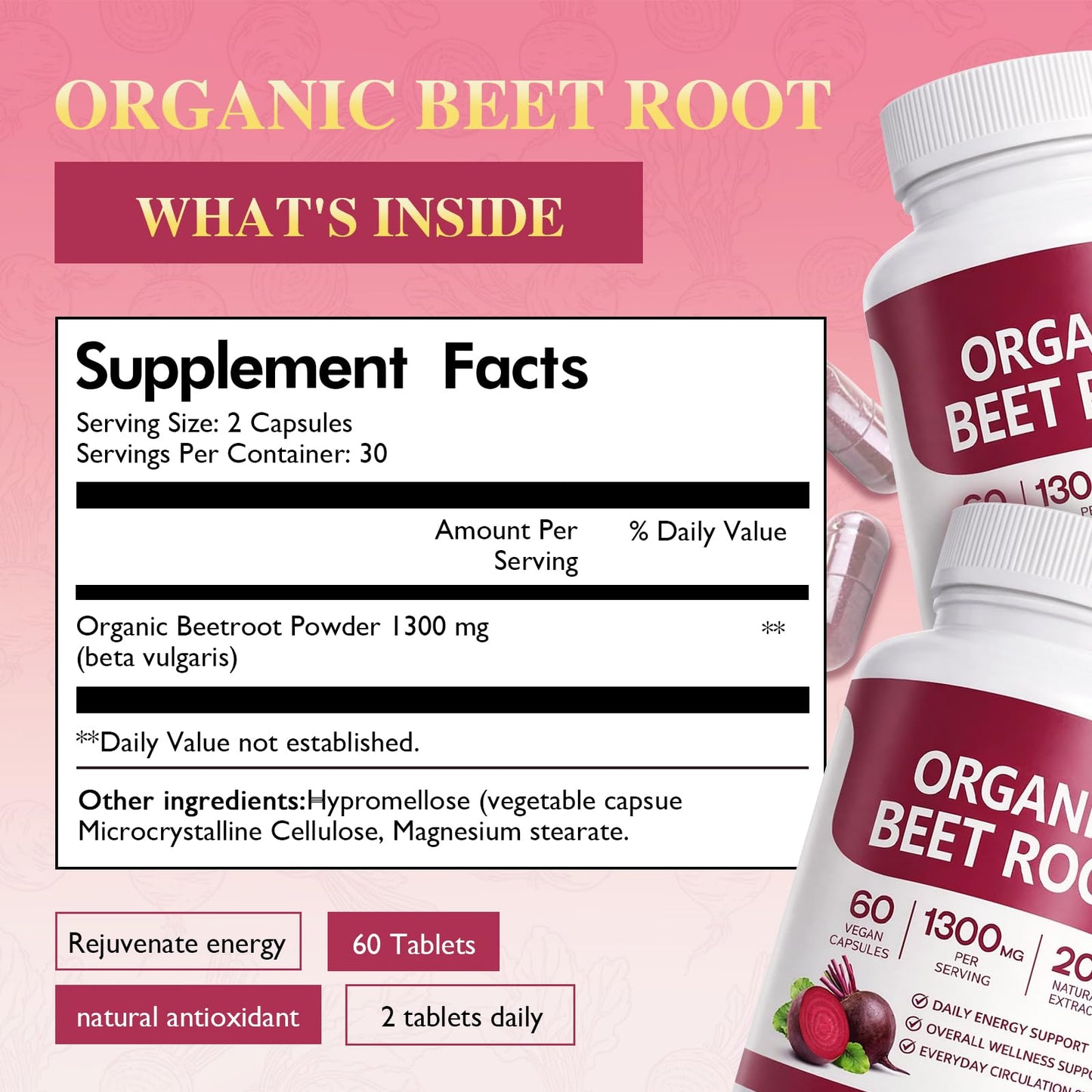 HENGRUNXIN Beet Root Capsules, 1 Count