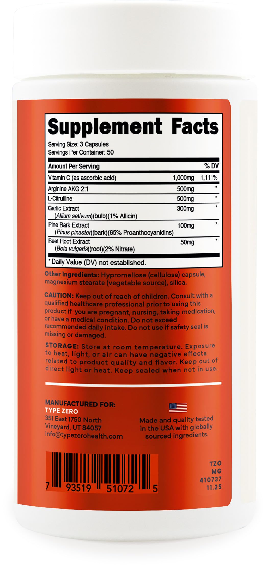 Type Zero Nitric Oxide 6X Booster Capsules 150