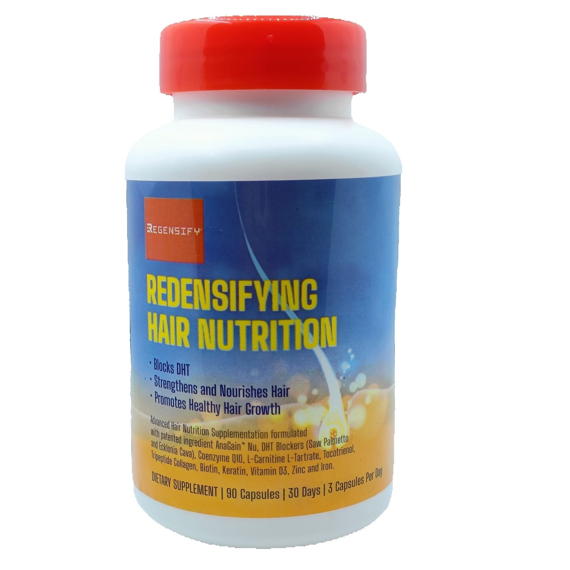 REGENSIFY Redensifying Hair Nutrition - Hair Regrowth Supplement with AnaGain Nu, Saw Palmetto, Ecklonia Cava, Coenyzme Q10, Tocotrienol, L-Carnitine | DHT Blocker | Reduce hairfall for Men & Women Capsule 1