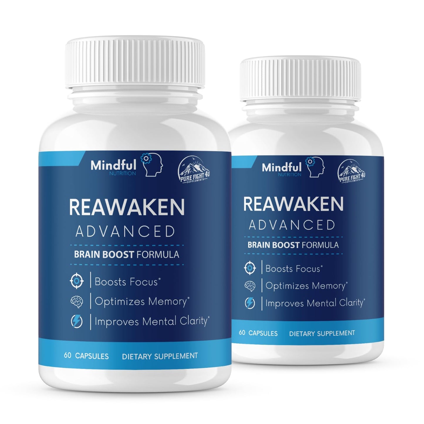 PureFight4U Reawaken Advanced Brain Function Dietary Supplement Brain Boost Formula Capsules, 60 Count