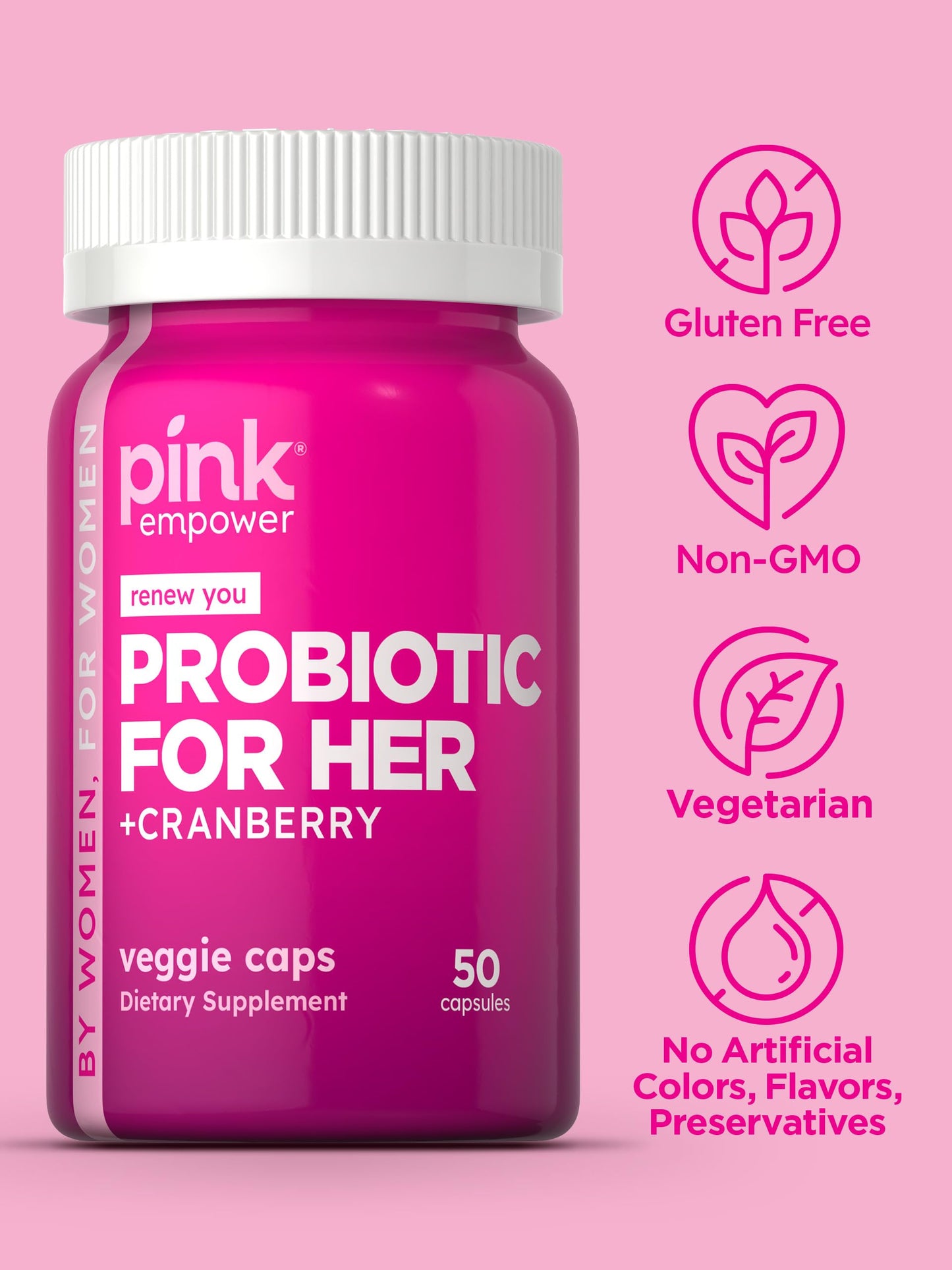 PINK Probiotics for Women Capsules, 50 Count