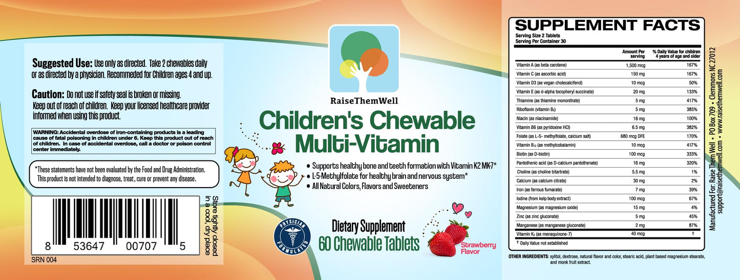 Raise Them Well Kids Multivitamin 60 Tablets