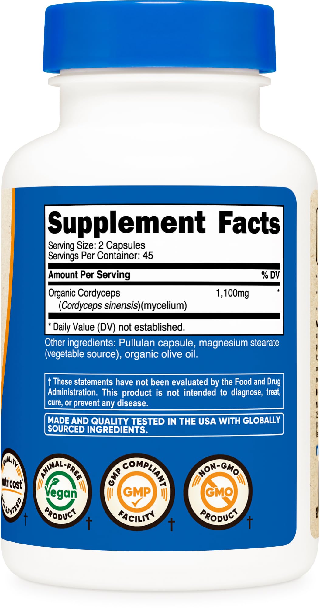Nutricost Cordyceps Mushroom (1100mg) Capsules 90 Count