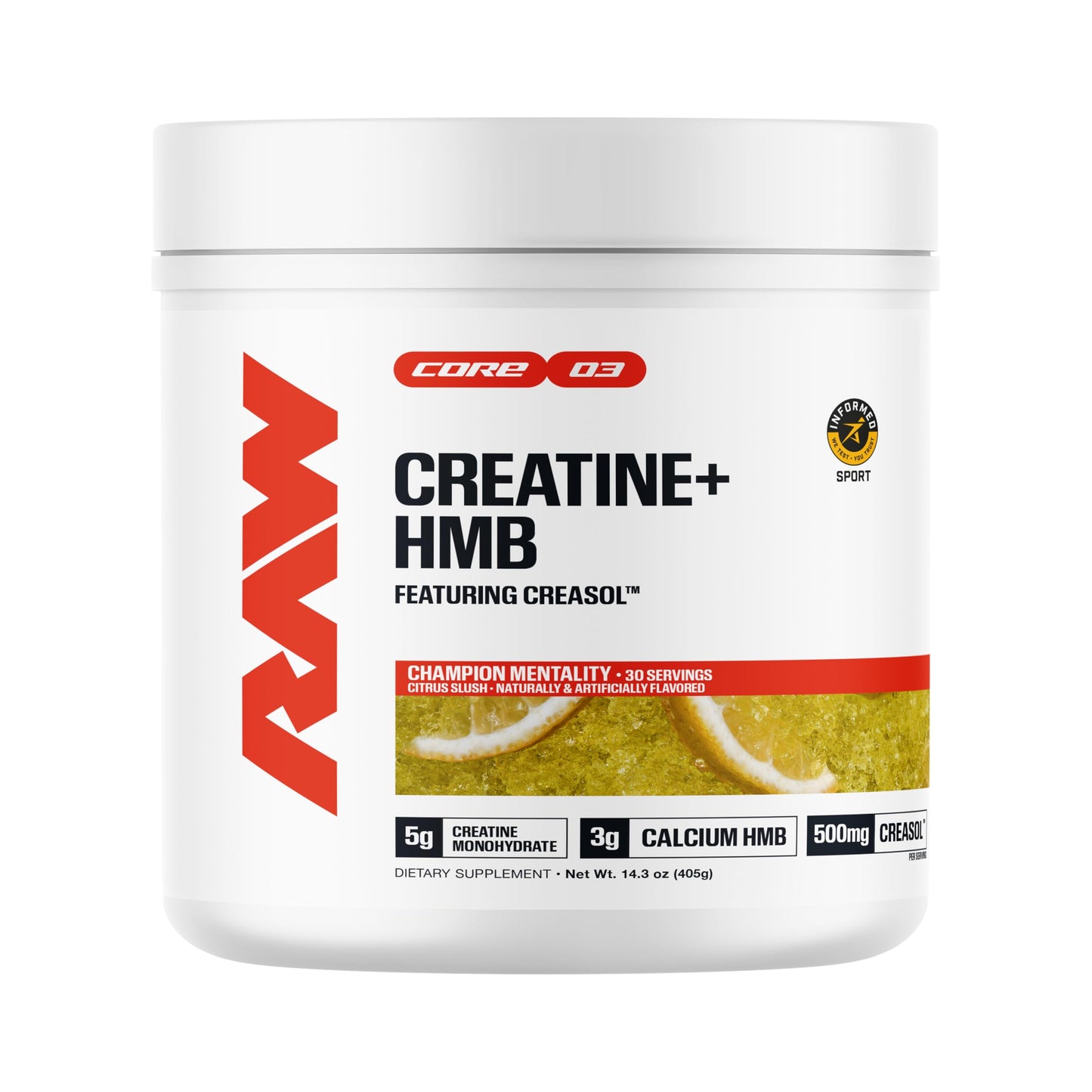 RAW Creatine Plus Powder, Creatine Monohydrate with HMB, Taurine & No Added Sugar, 14.6 Ounce