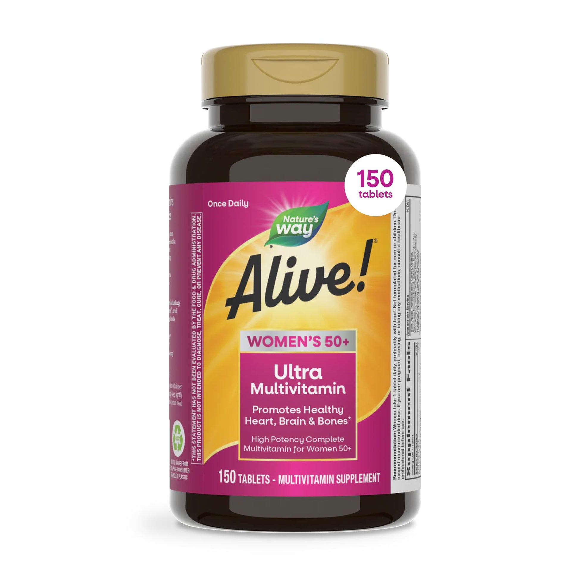 Nature's Way Alive! Ultra Potency Multivitamin for Women 50 Plus, 150 Tablets