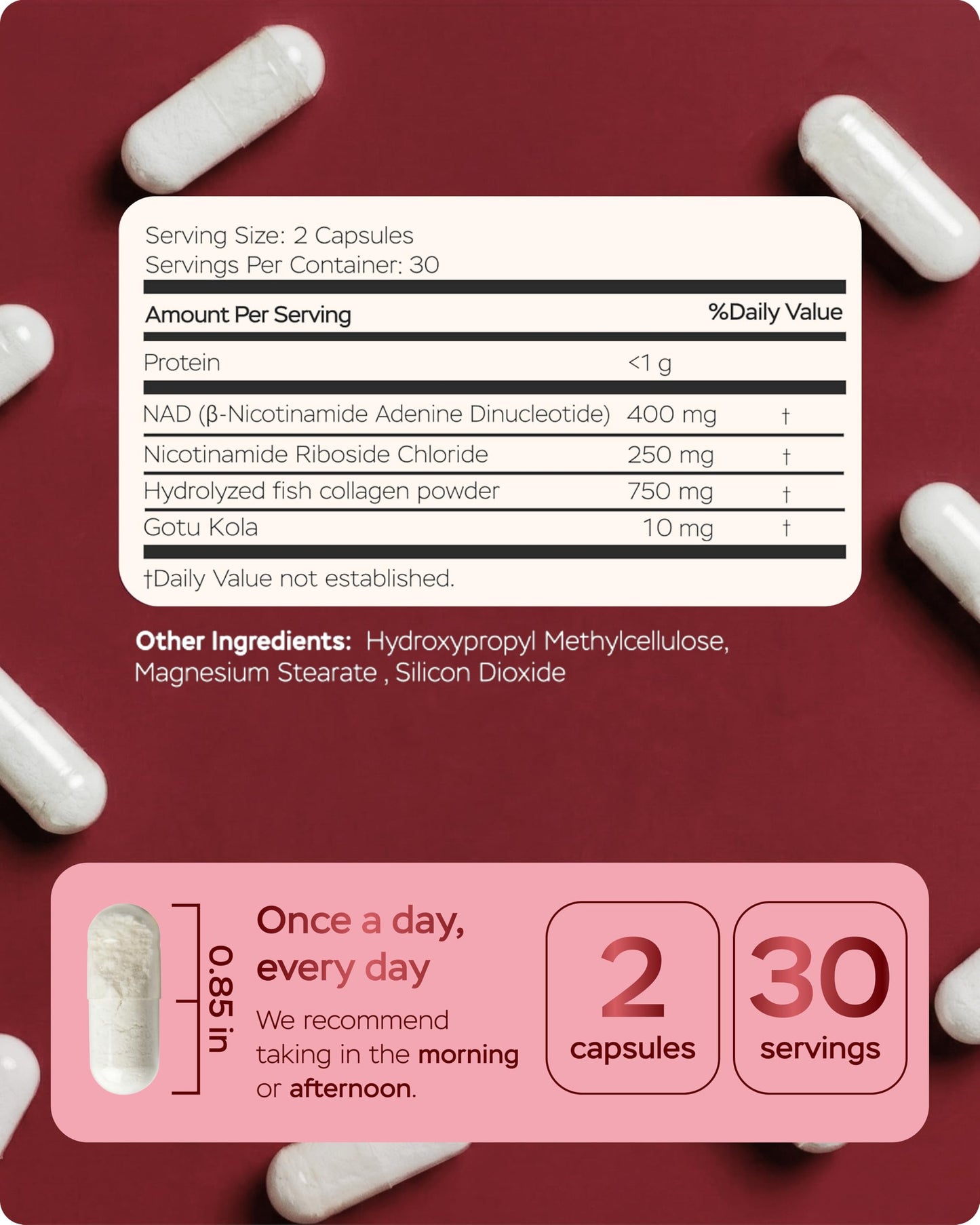 4Well Products NAD Plus Supplement 1400mg NMNH Alternative Supports Healthy Aging with Nicotinamide Riboside, Gotu Kola and Collagen, Capsules, 60 Count