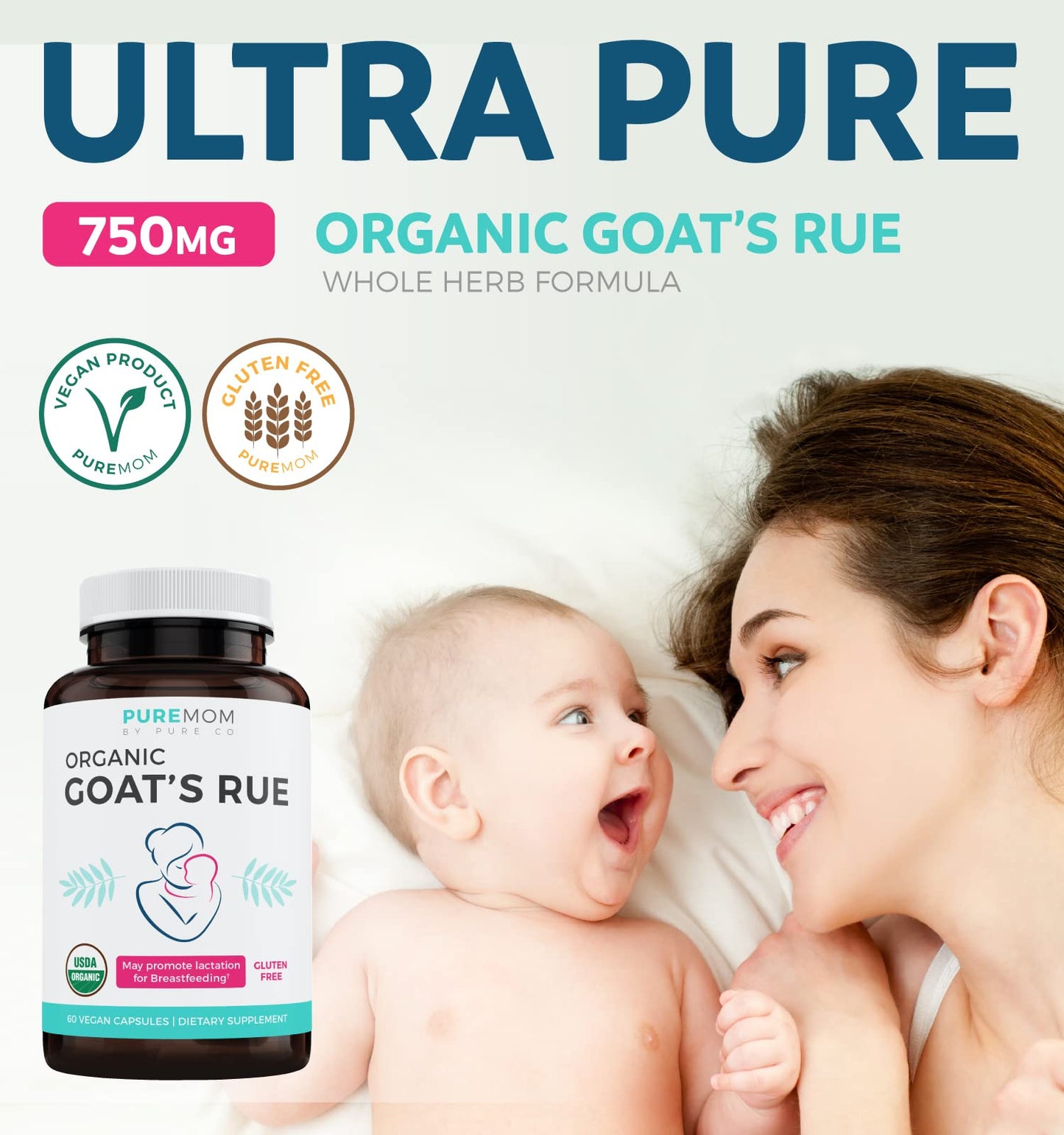 PURE CO Goat's Rue Lactation Supplement Capsule, 60 Count