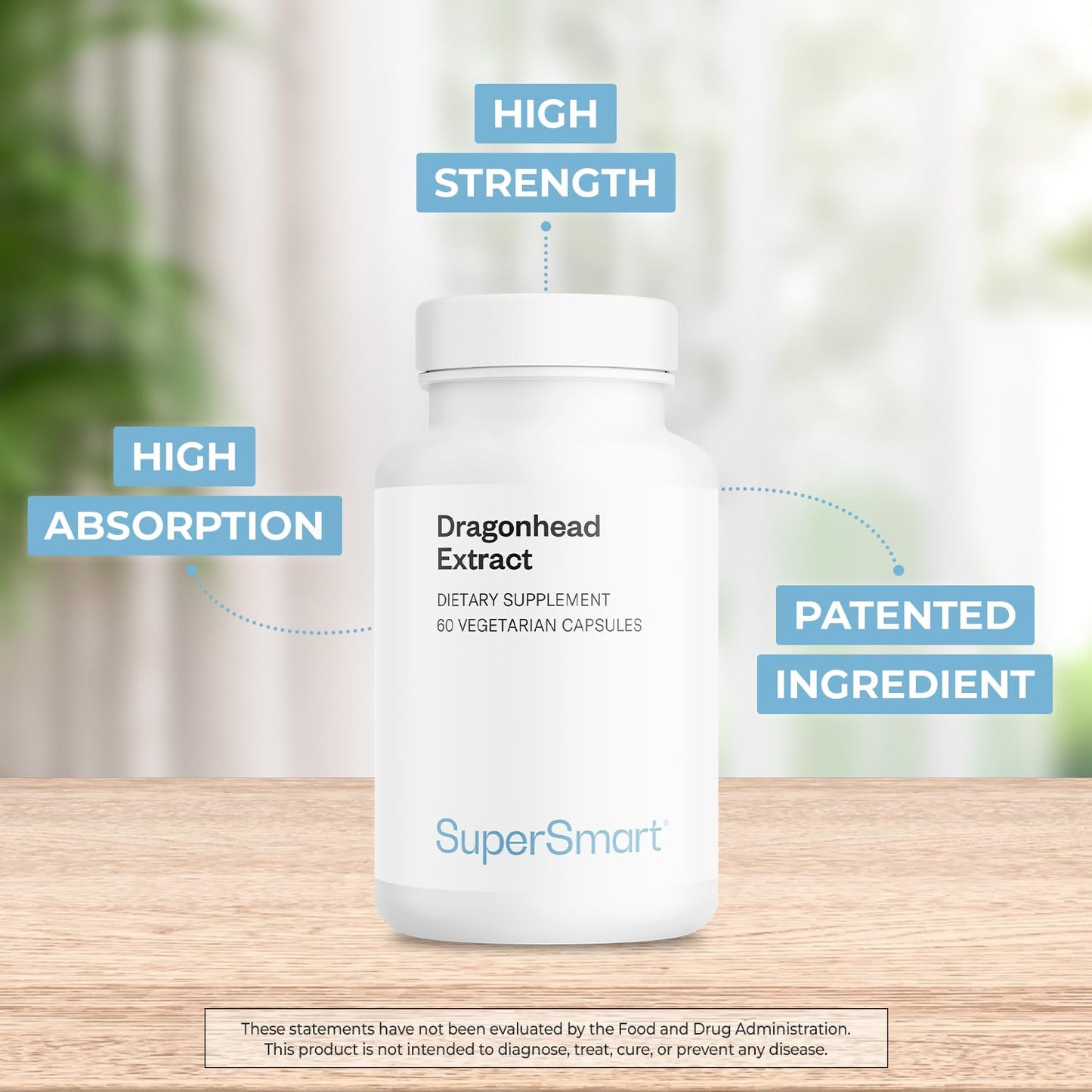 Supersmart Dragonhead Extract 200mg per Day (Patented) - DracoBelle Dragonhead Supplement 60 Capsules