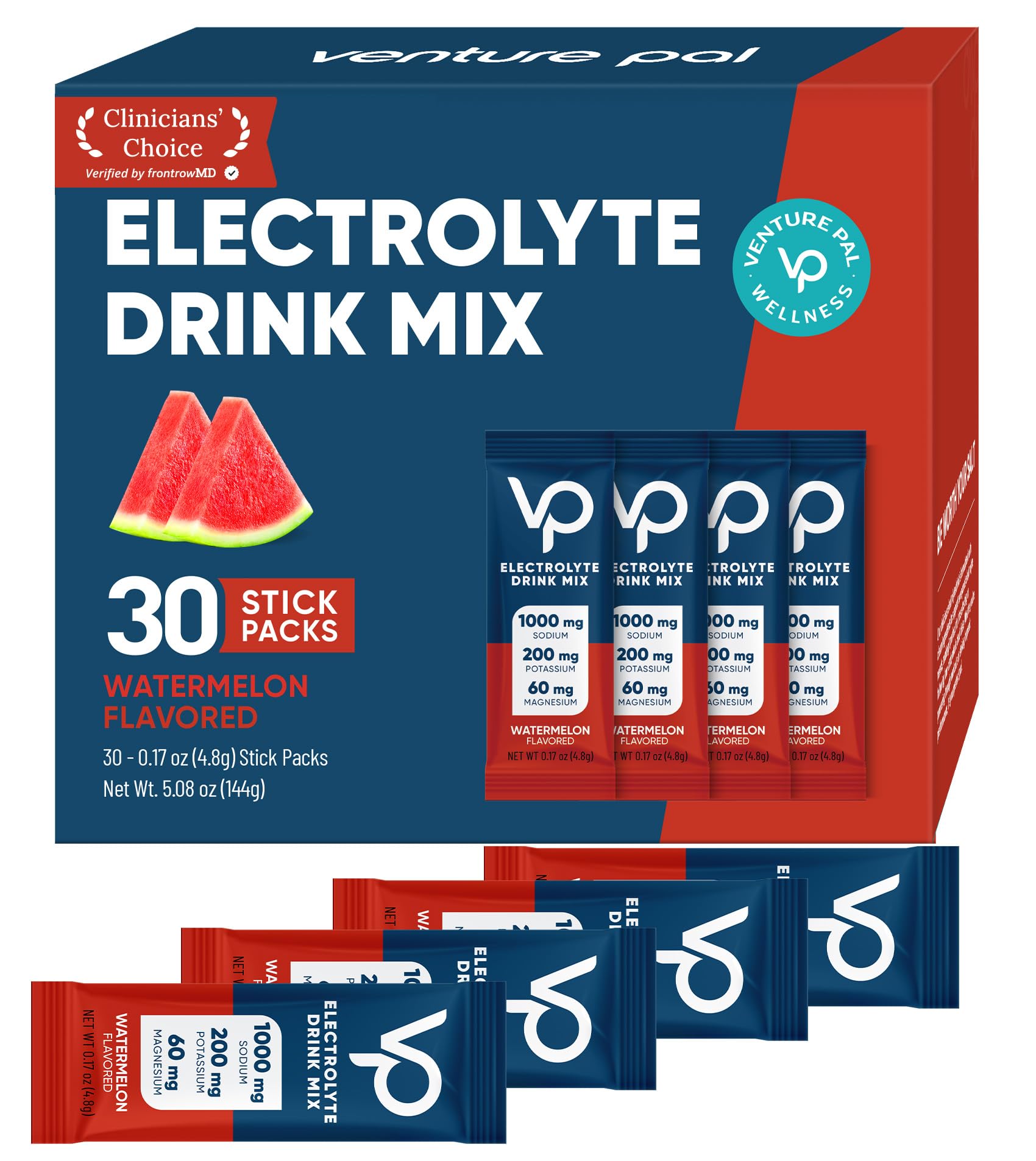 Venture Pal High Sodium Sugar-Free Electrolytes Powder, 180 Packets