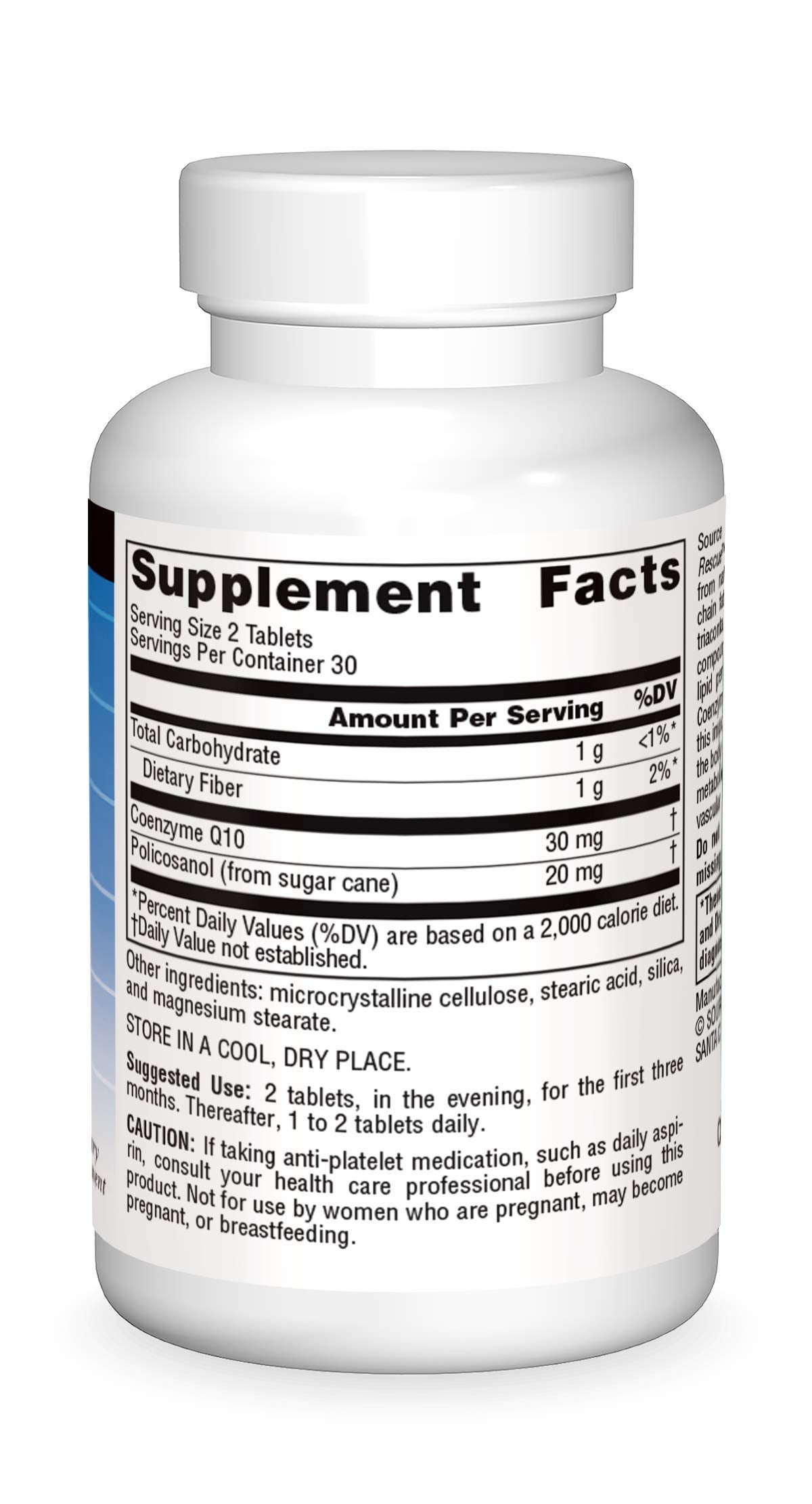 Source Naturals Policosanol with Coenzyme Q10 10 mg Tablet, 60 Count