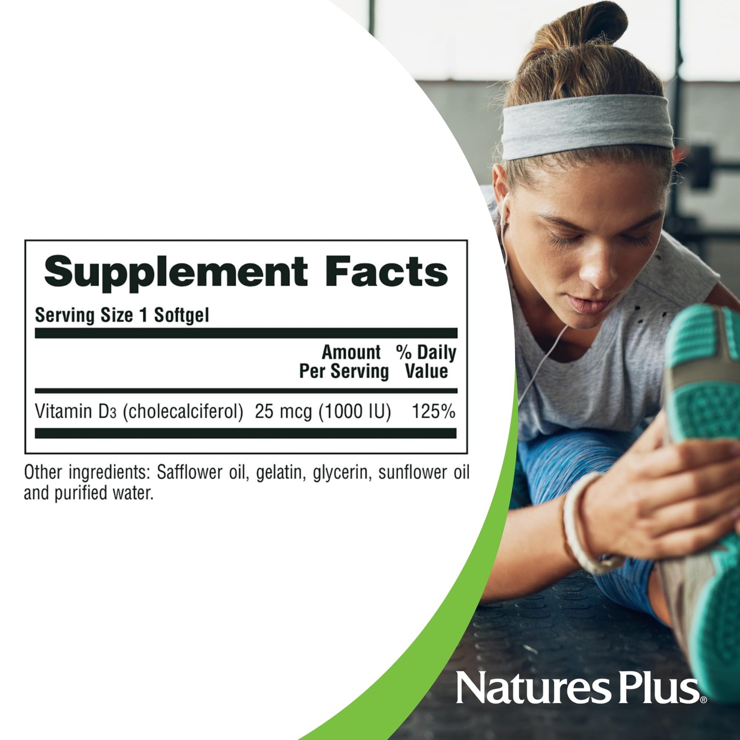 NaturesPlus Vitamin D3 1000 IU Softgels, 180 Count