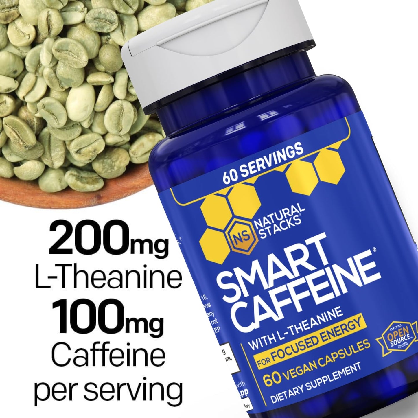 NATURAL STACKS Smart Caffeine Pills Capsule 60 Capsules