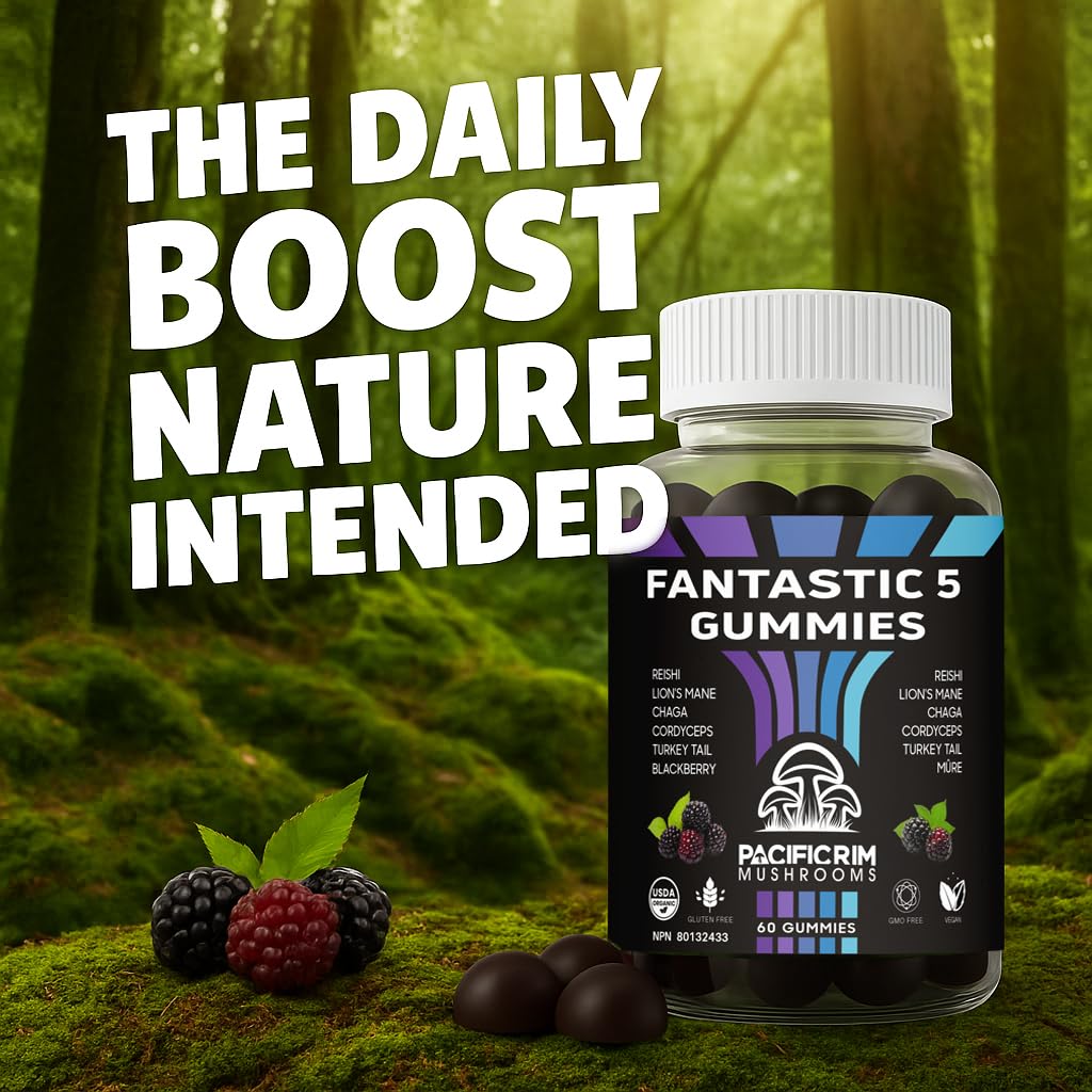 Pacific Rim Mushrooms Fantastic 5 Organic Mushroom Gummies 60 Gummies
