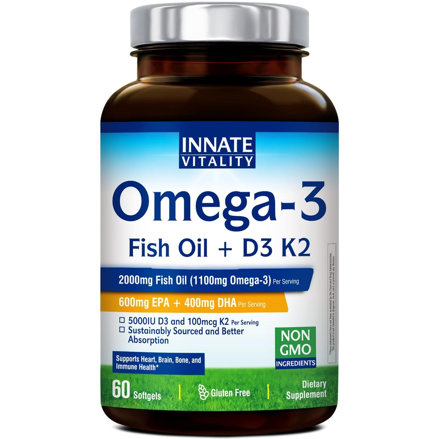 Innate Vitality Omega 3 Fish Oil Supplement Softgel 60 Count