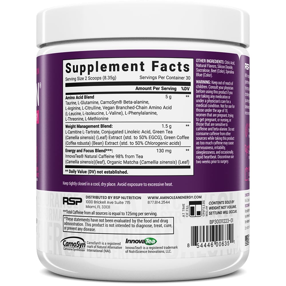 RSP NUTRITION AminoLean Pre Workout Powder, 30 Servings