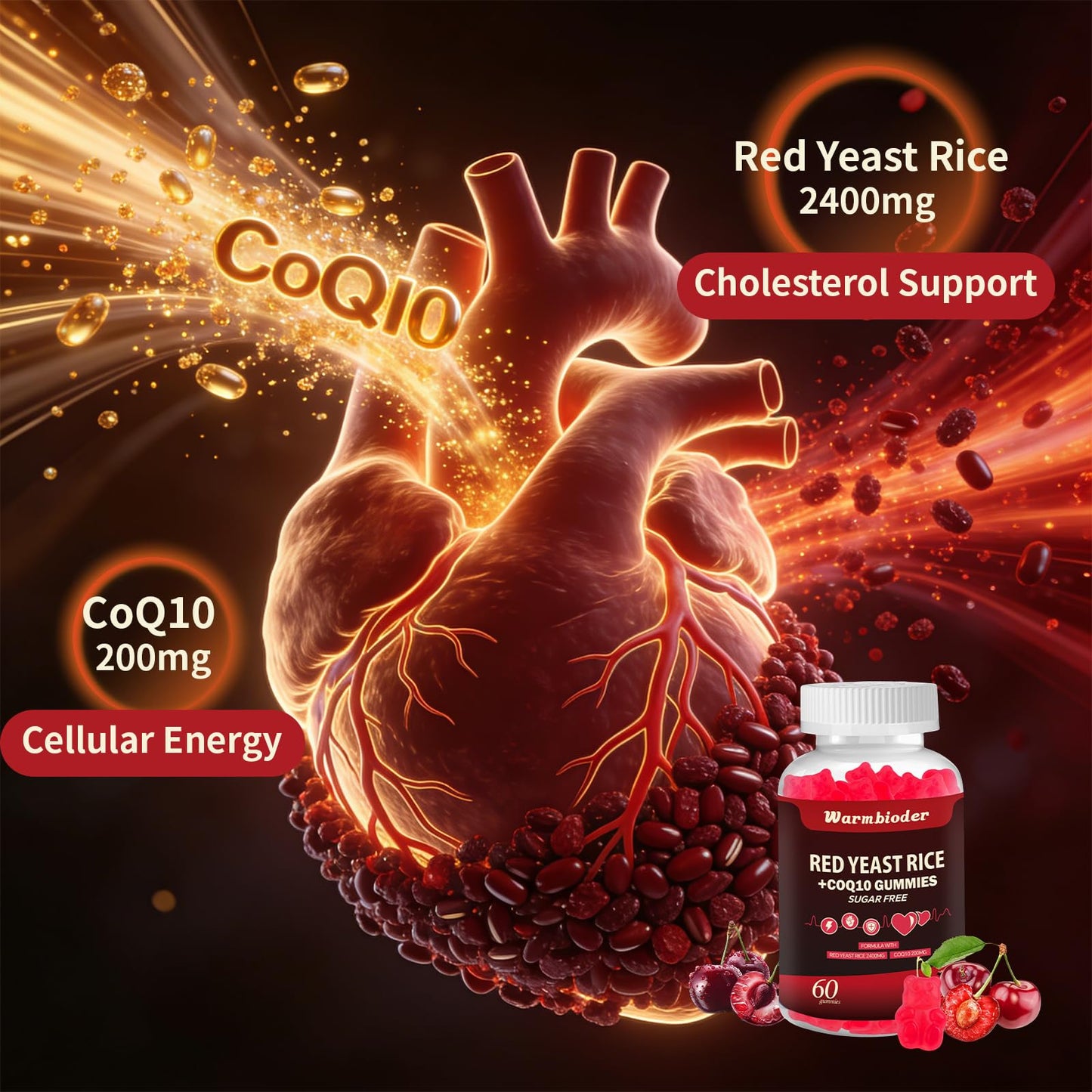Warmbioder Red Yeast Rice with CoQ10 Gummies, 60 Count