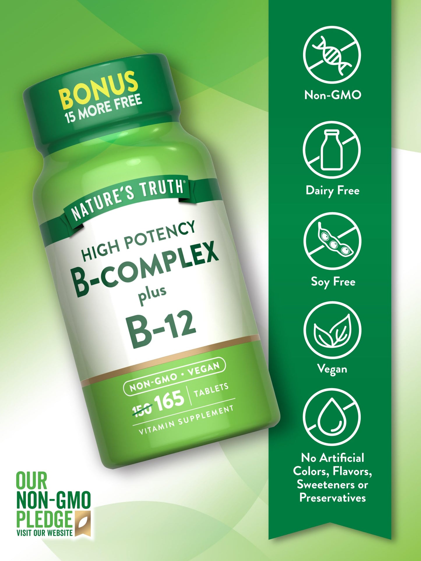 Nature's Truth Vitamin B Complex Plus B12 165 Tablets