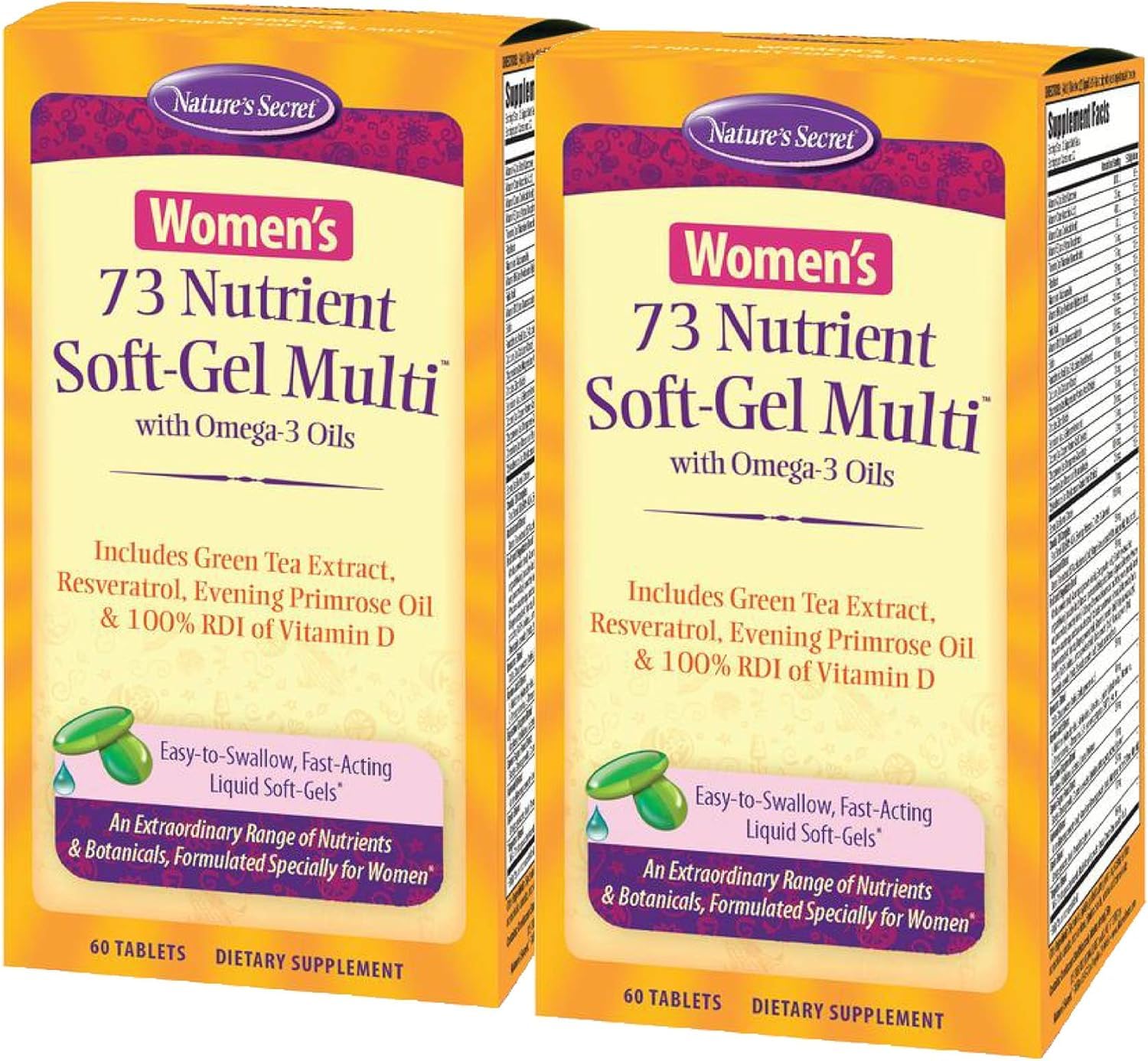 Nature's Secret Women's 73-Nutrient Soft-Gel Multi 60 Liquid Soft-Gels, 2 Pack