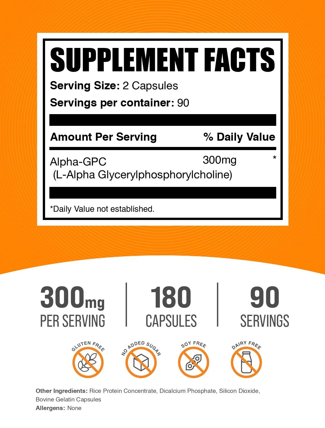 BulkSupplements Alpha GPC 180 Capsules
