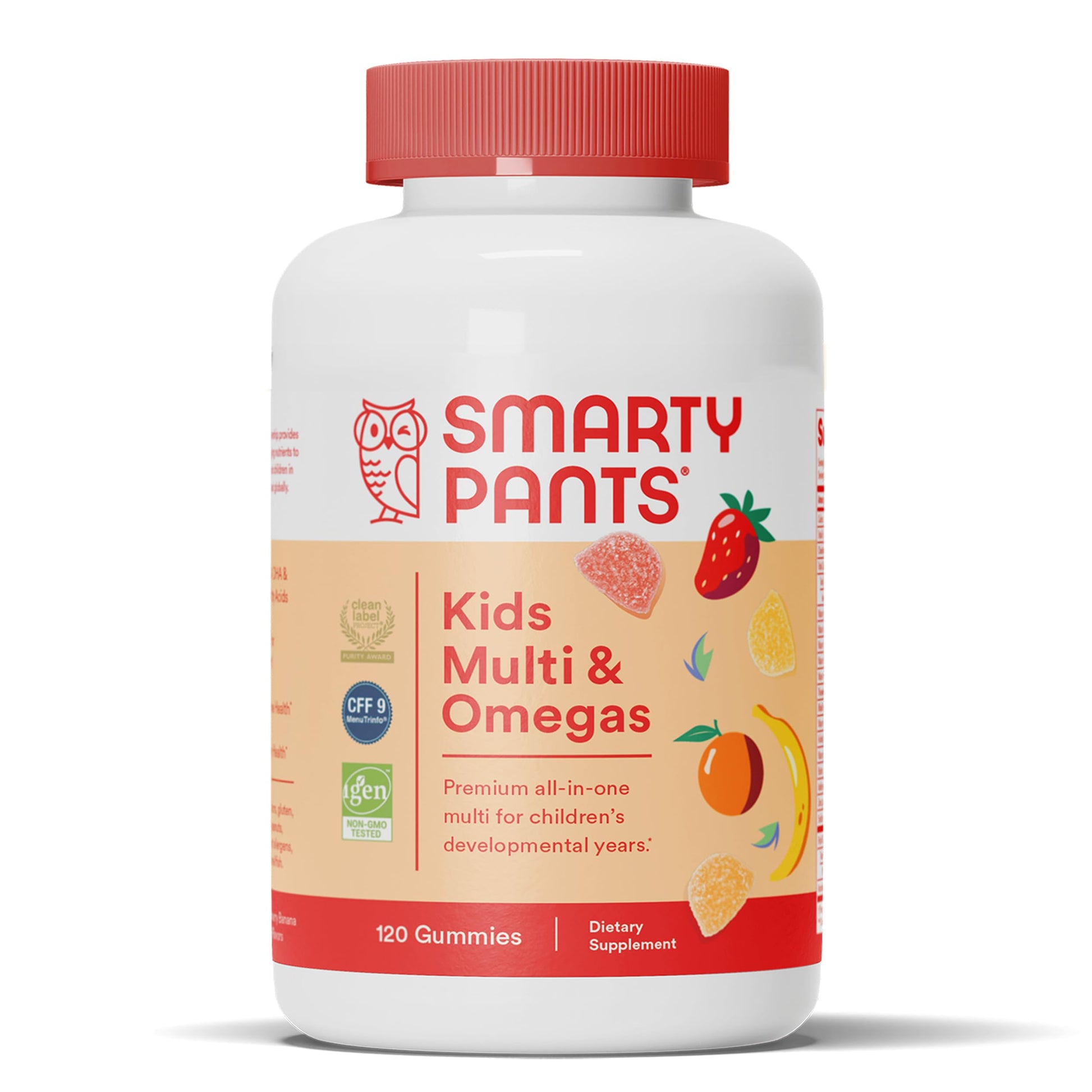 SmartyPants Kids Multivitamin Gummies with Omega-3 Fish Oil (EPA/DHA), Vitamin D3, Vitamin C, B Vitamins & Zinc, Gluten Free, 120 Count