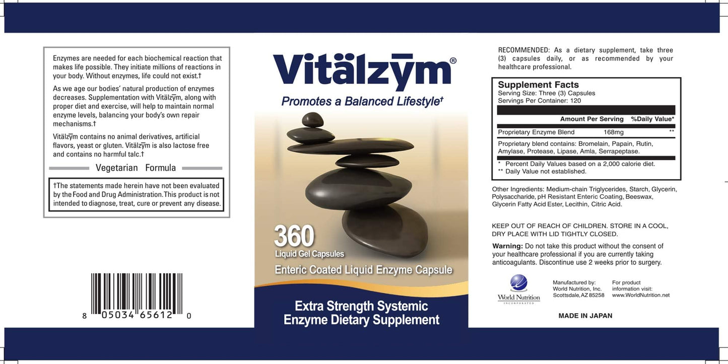 VITÄLZYM Proteolytic Systemic Enzymes Capsules 360