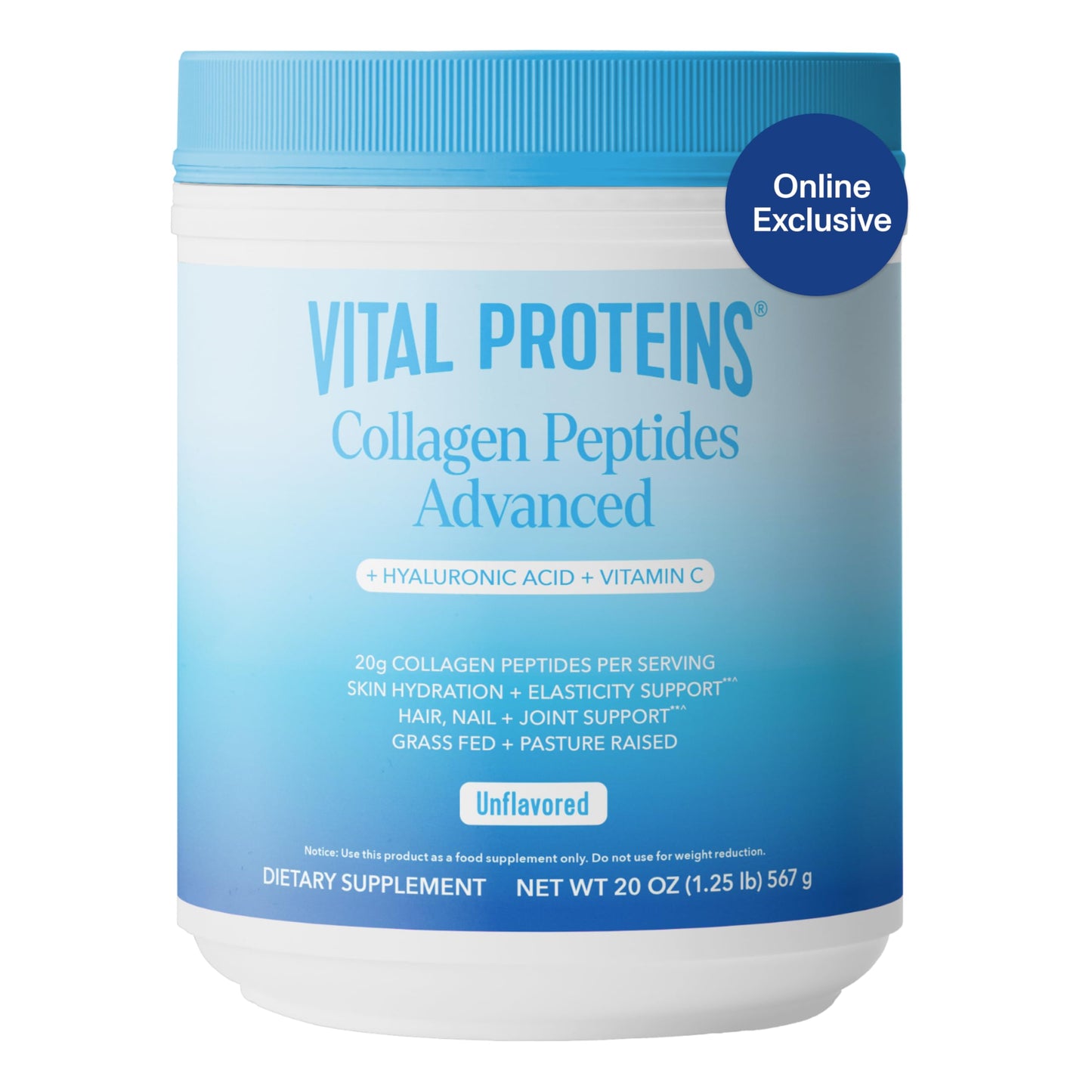 Vital Proteins Collagen Peptides Powder Unflavored 19.3 oz and Bovine Colostrum Supplement 90 Capsules