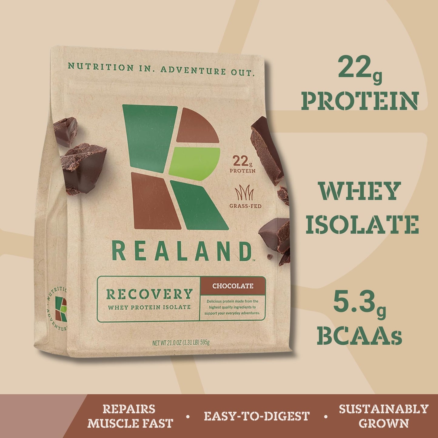 Realand Whey Protein Isolate Grass-Fed Protein Powder - 21 Servings