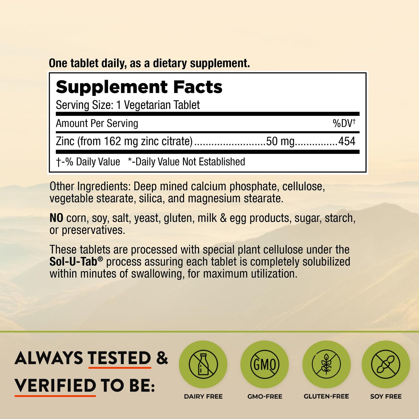 Mt. Angel Vitamins Zinc Citrate 50mg Tablet, 60 Count