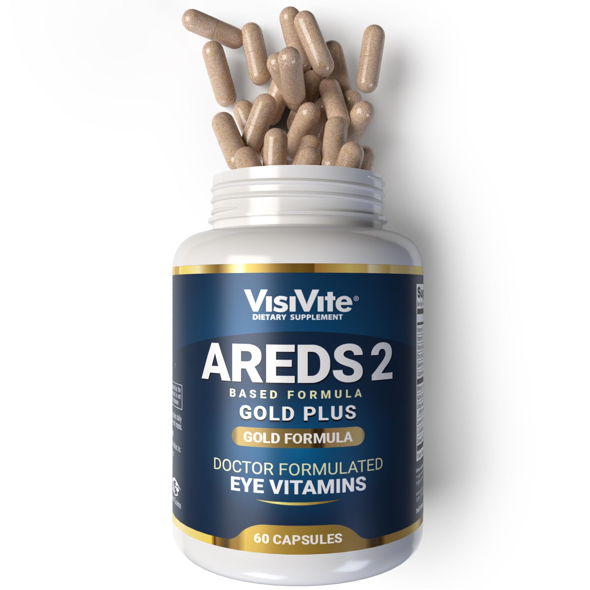 VisiVite AREDS 2 Plus Eye Vitamins with Zeaxanthin and Lutein, Bilberry and Grape Seed Extract, Premium Eye Health Formula, Capsules, 60 Count