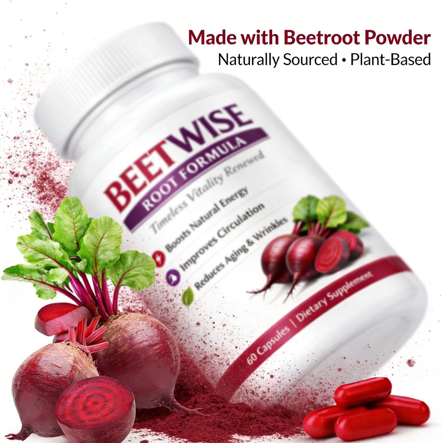 BEETWISE Root Formula Beet Root Capsules, 60 Count