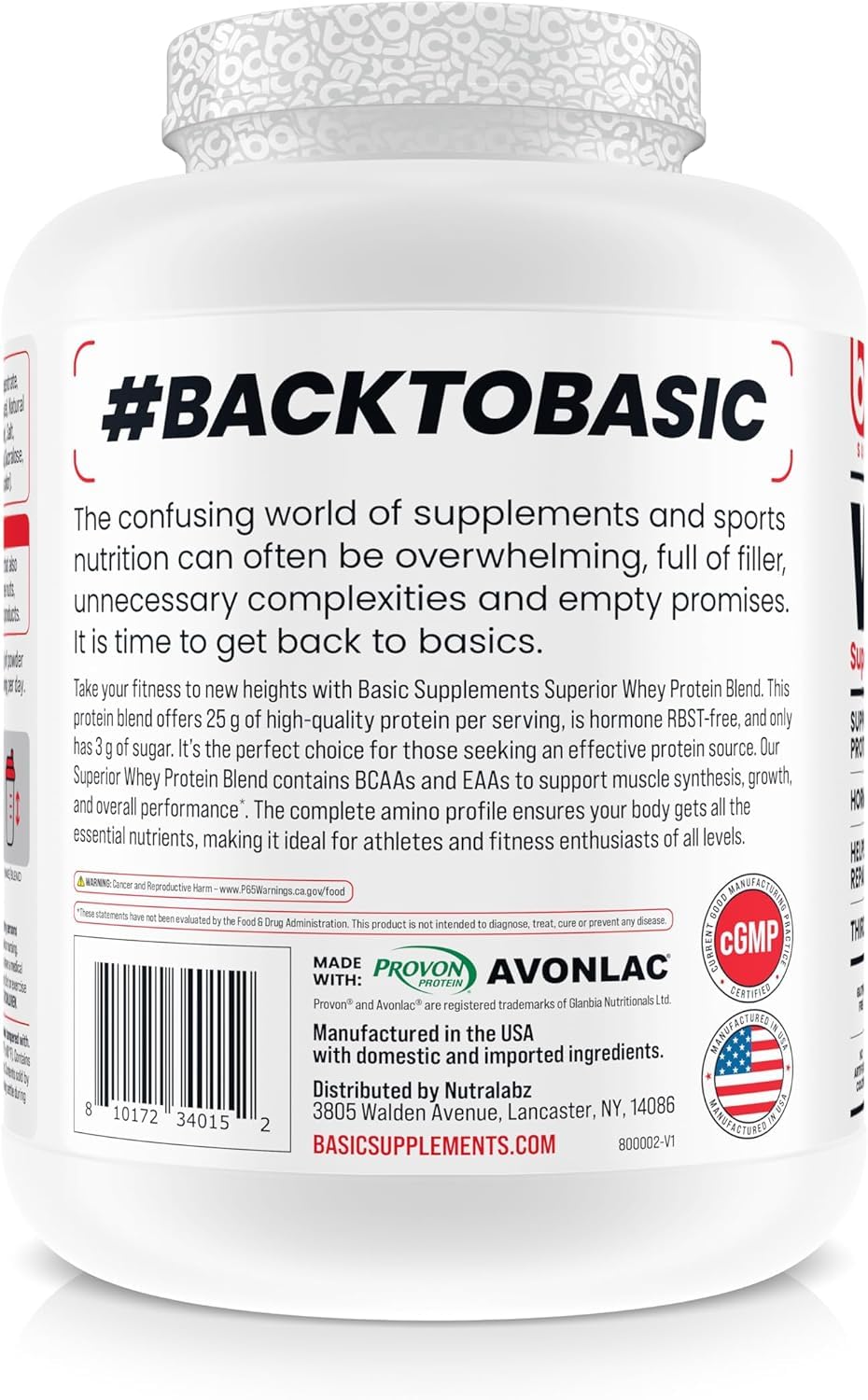 BASIC SUPPLEMENTS Whey Protein Powder, 80