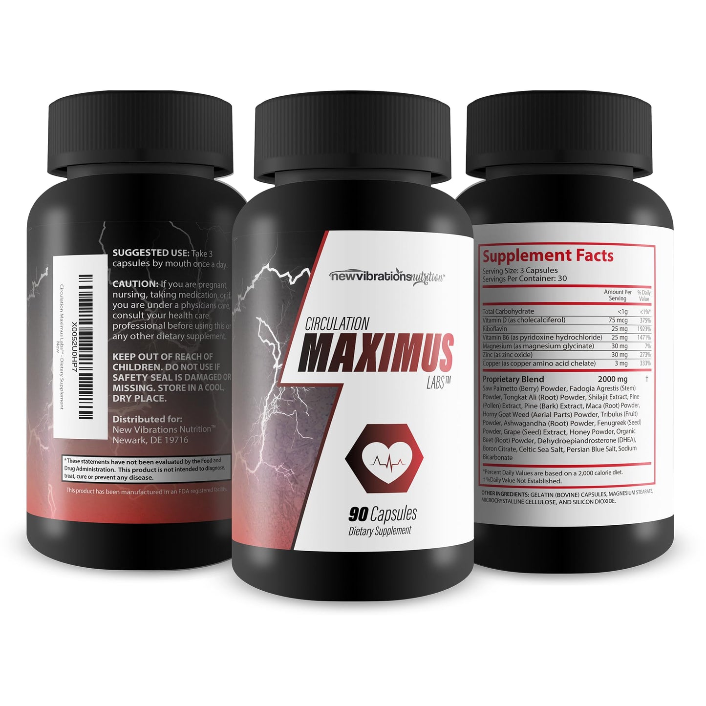 New Vibrations Nutrition Circulation Maximus Labs Capsule 90 Count