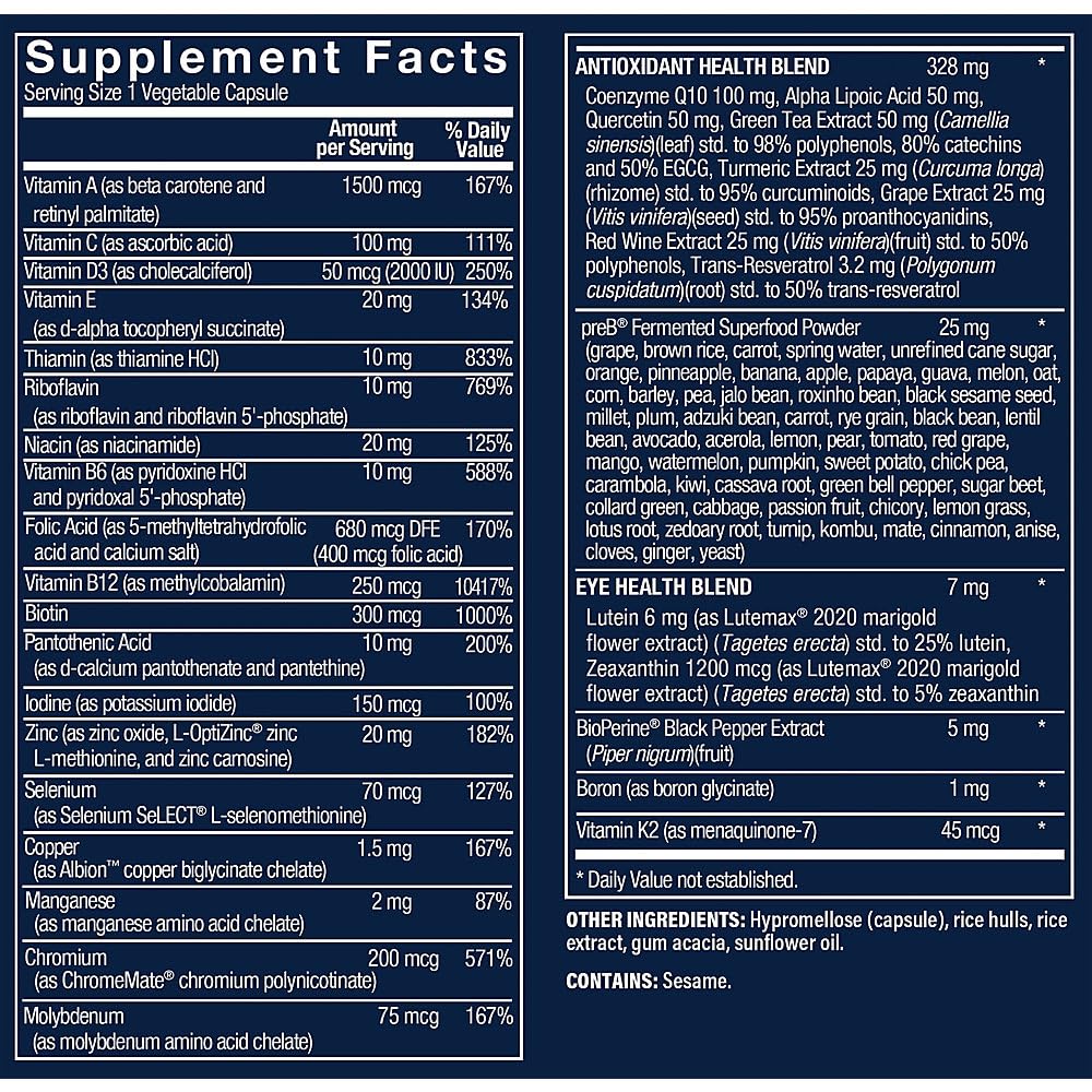 Vthrive Bioactive Men's 50+ Multivitamin Vegetarian Capsules 60 Count