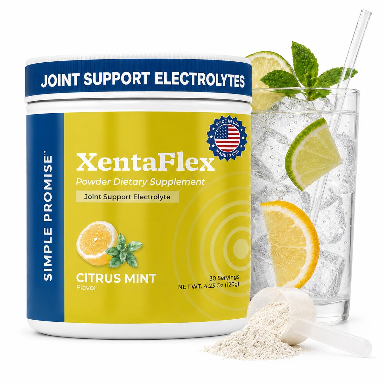 Simple Promise XentaFlex Joint Support Electrolyte Powder with AquaLOX Boswellia & Potassium - Supports Hydration and Mobility - Joint Supplement for Men & Women, 4.23 oz