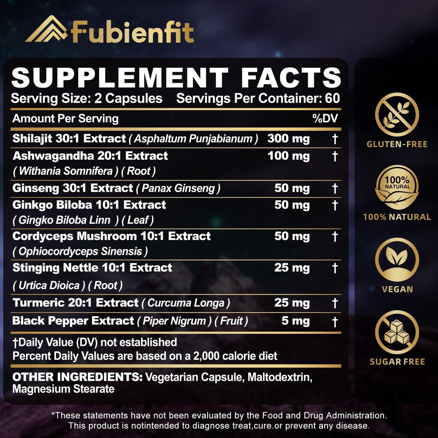 Fubienfit Premium Shilajit for Men 120 Capsules
