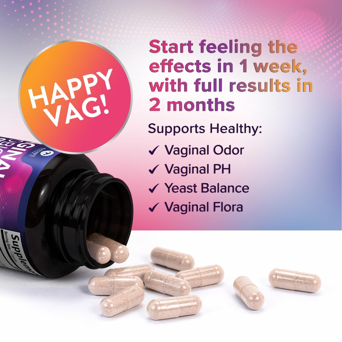 Nature's Peak Vaginal Probiotics for Women pH Balance with Prebiotics, 50 Billion CFU, 10 Strains, Cranberry & D-Mannose, Capsules, 120 Capsules