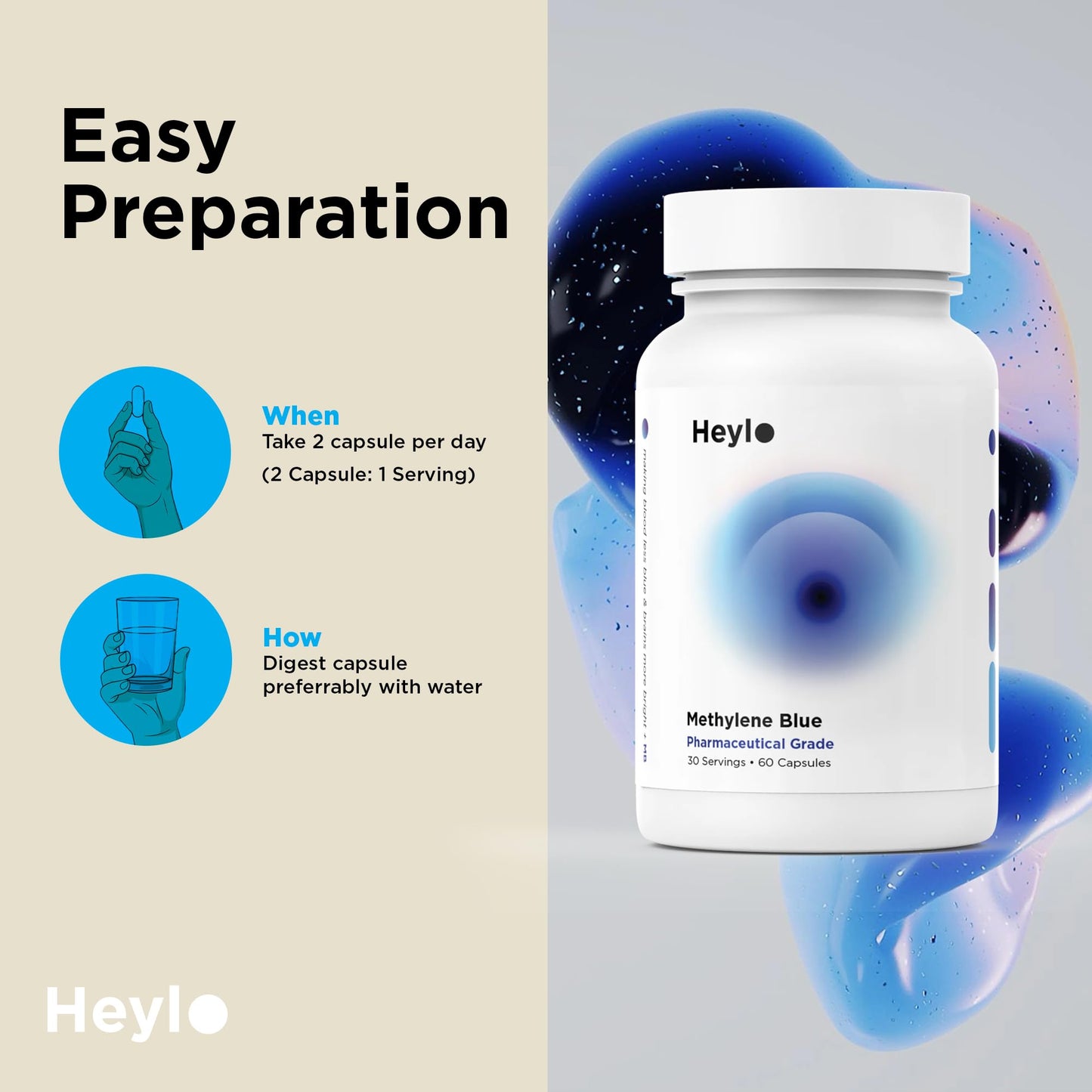 Heylo Health Methylene Blue Capsules, 60 Count