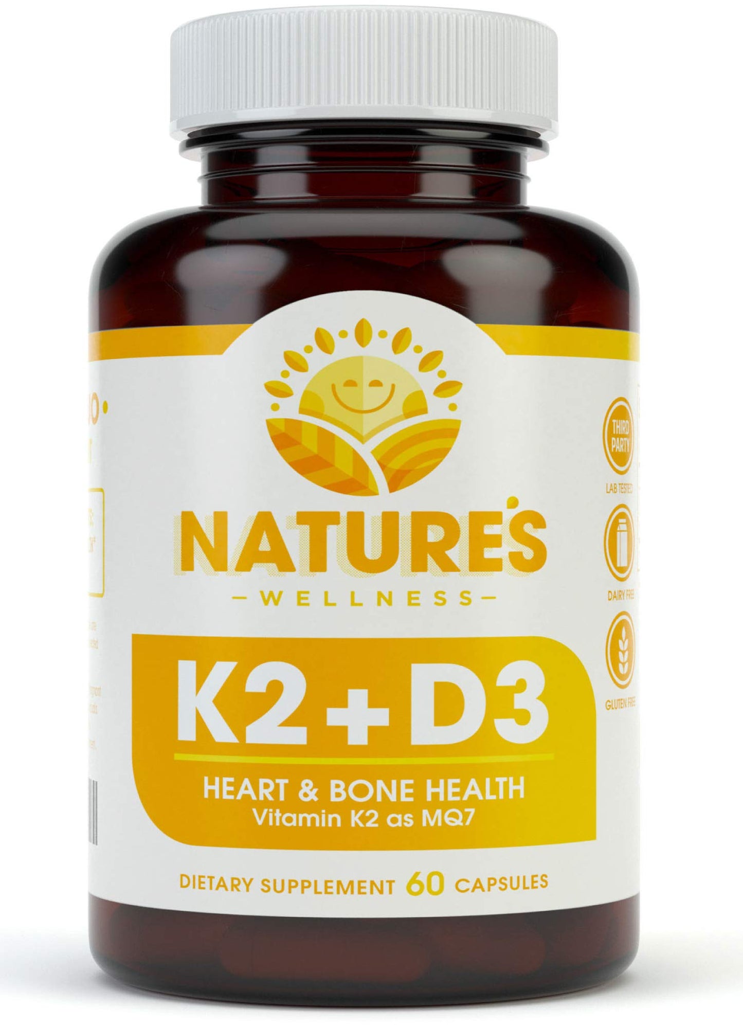 Natures Wellness Vitamin K2 (MK-7) with D3 Capsules 60 Count