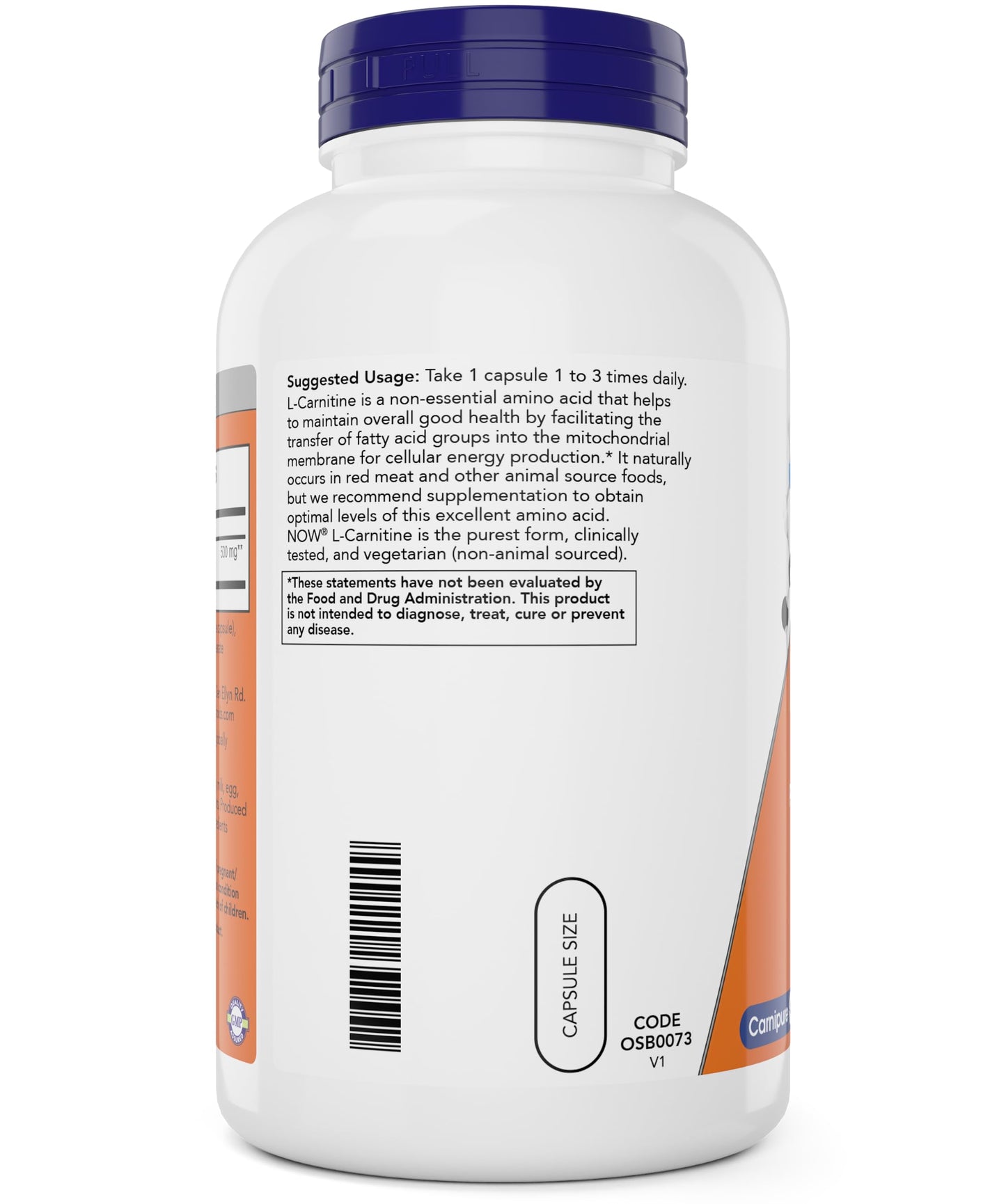 NOW Foods L-Carnitine 500 mg Capsules, 240 Count