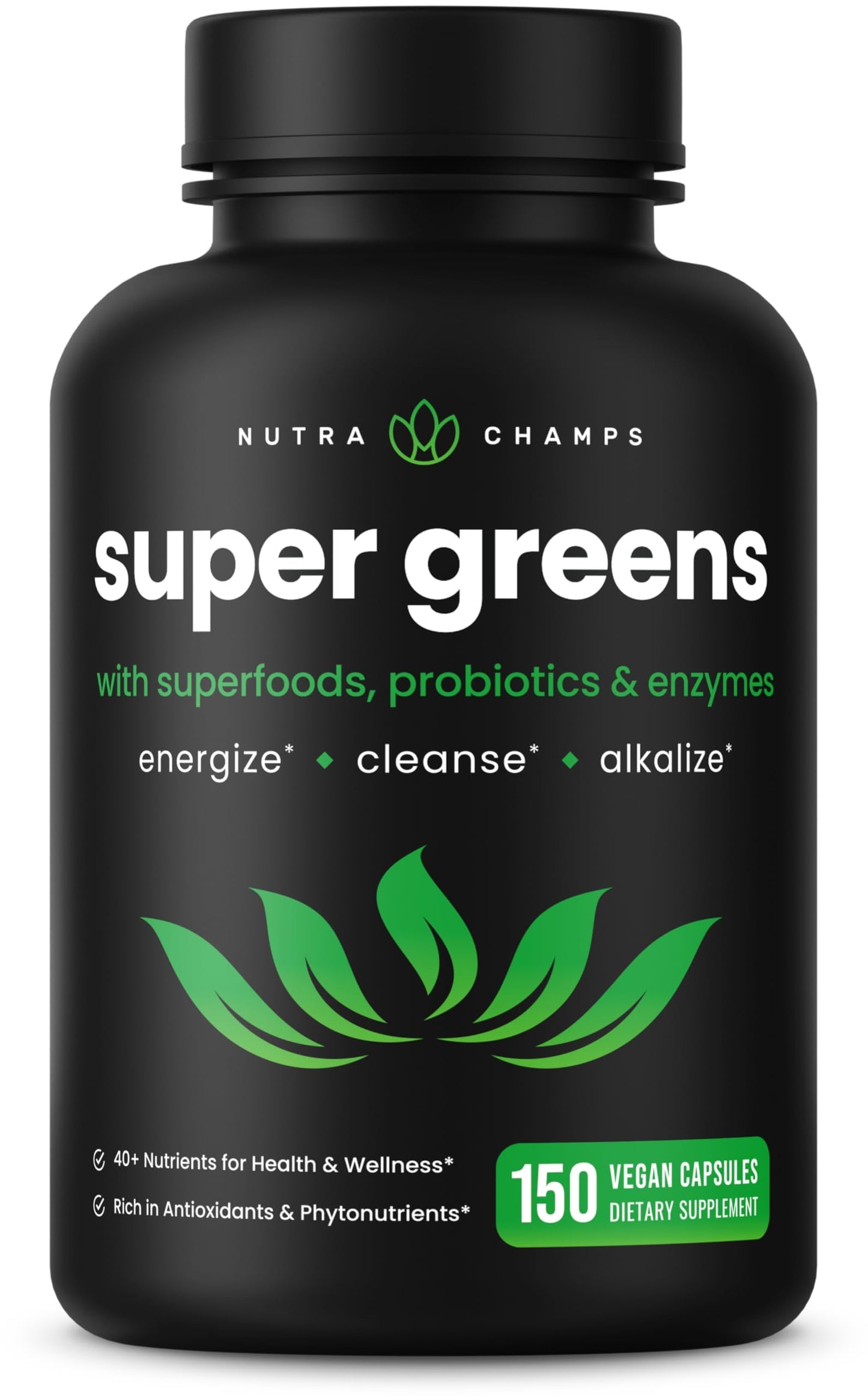 NutraChamps Organic Super Greens Capsules 150 Count