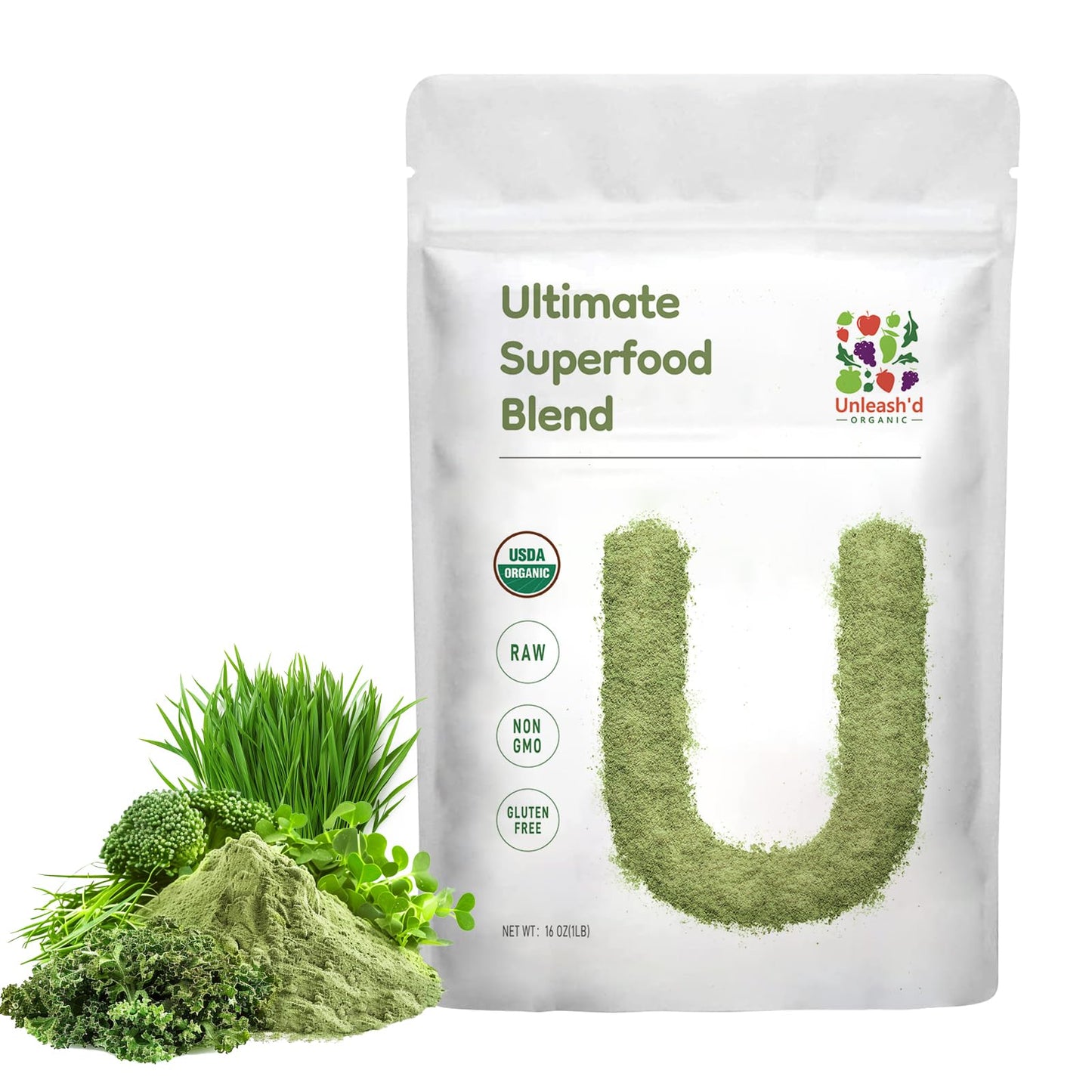 UNLEASH'D ORGANIC Organic Ultimate Superfood Powder 16 Ounce