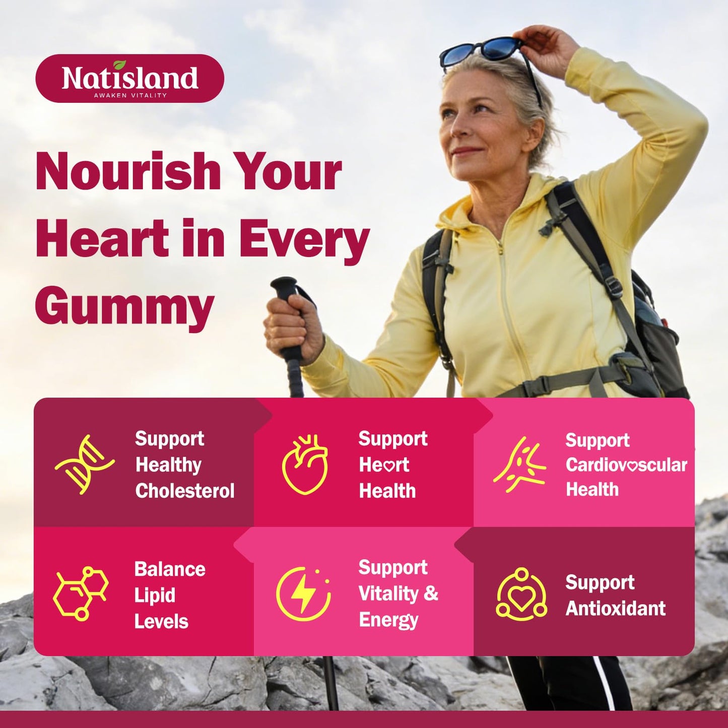 NATISLAND Red Yeast Rice with CoQ10 Gummies, 60 Count