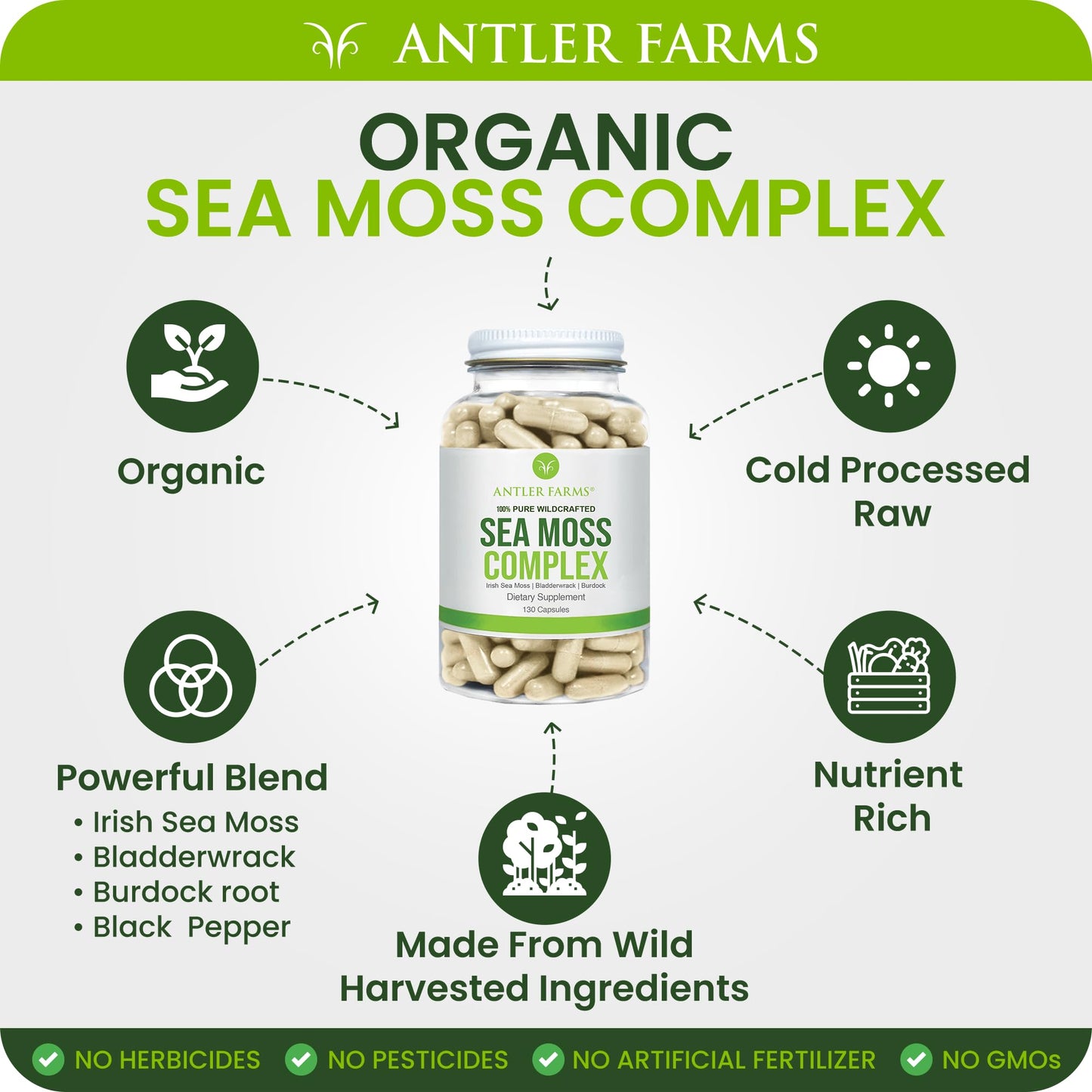 Antler Farms Sea Moss Complex Capsules 130 Count