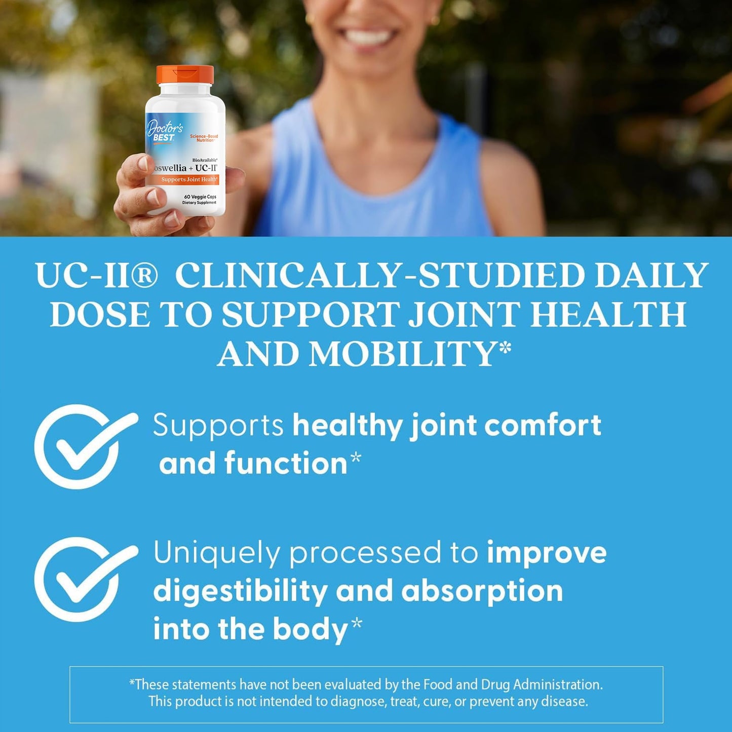Doctor's Best Boswellia + UC-II Supplement Capsules, 60 Veg Caps