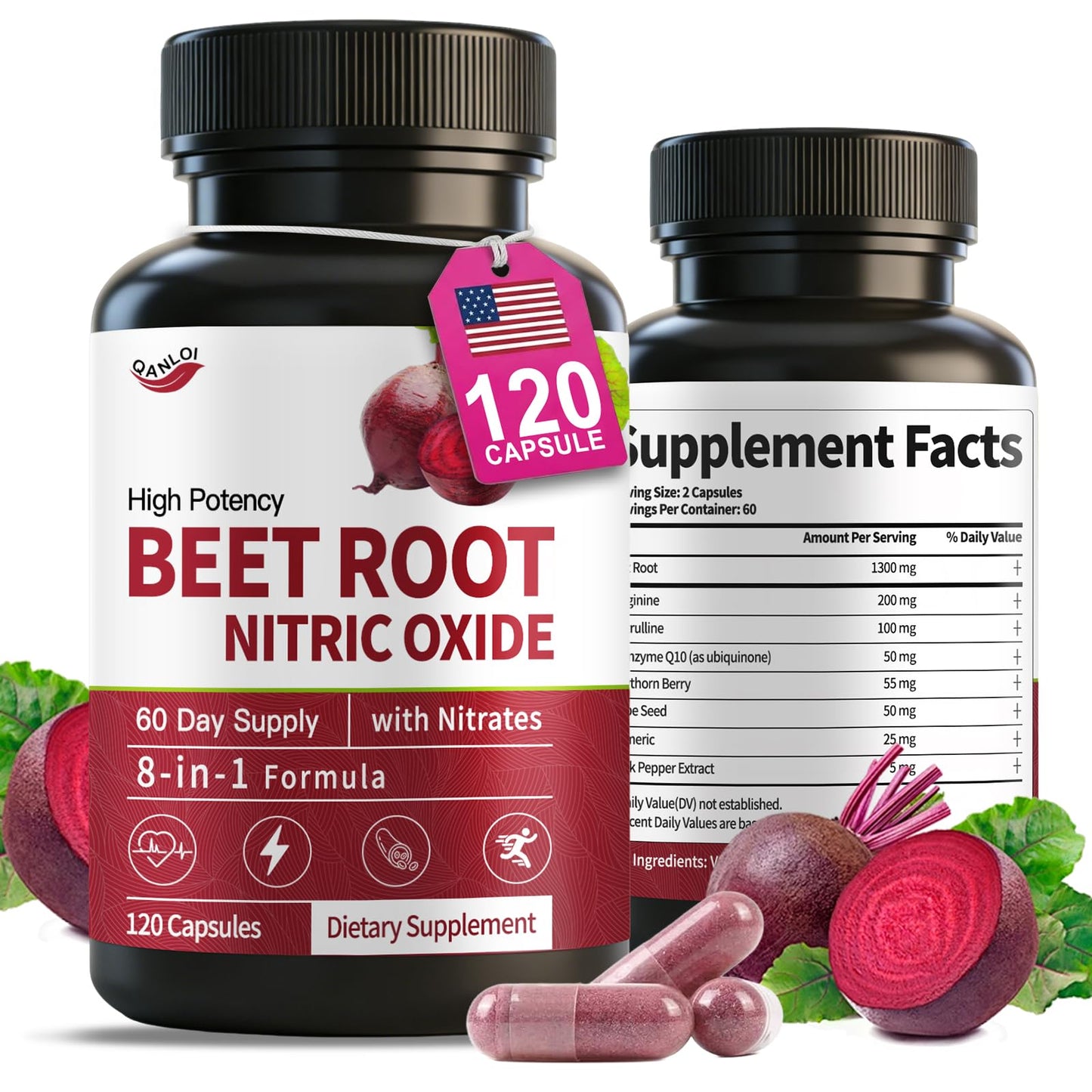 QANLOI Beet Root Capsules 120 Count